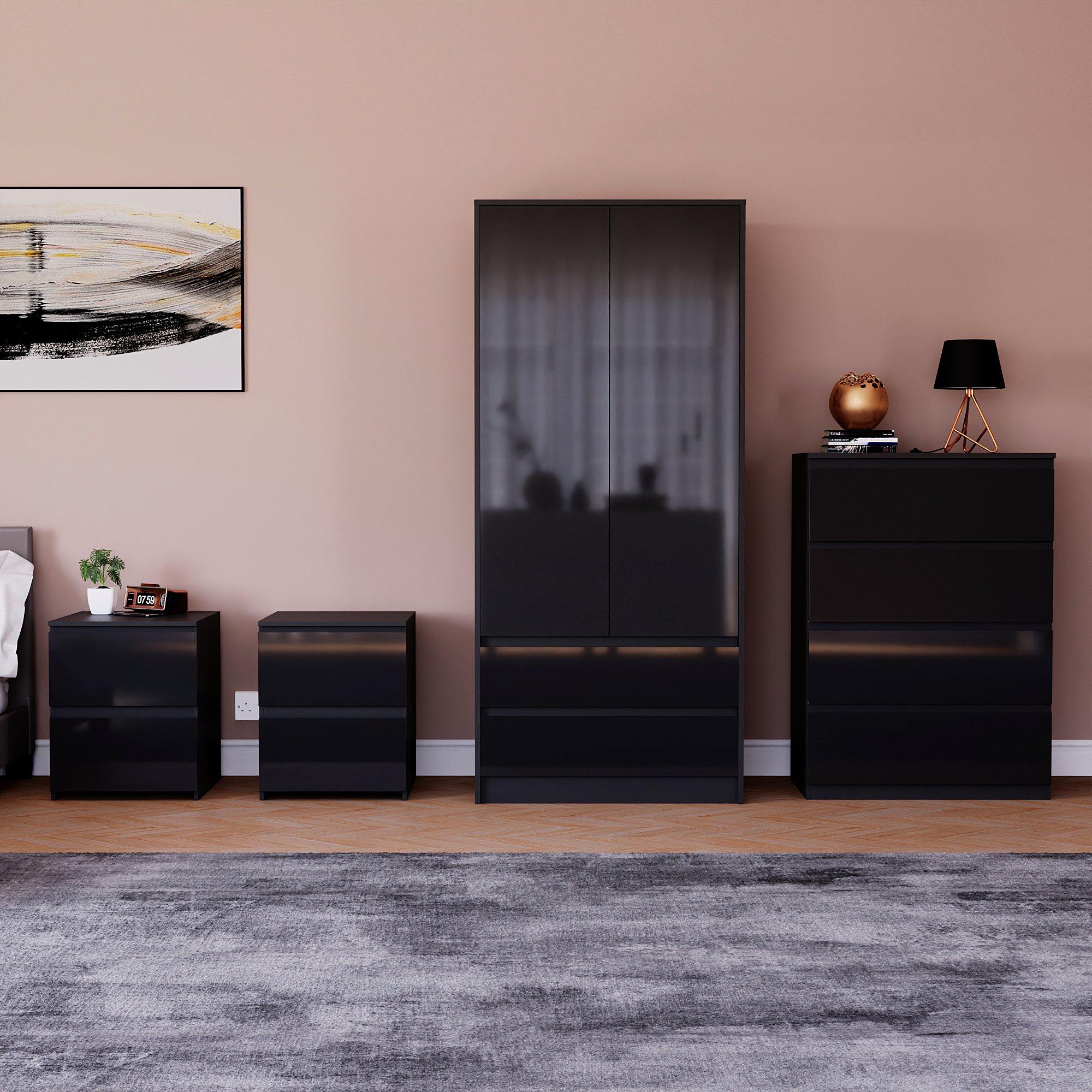 Black - Lassic - Vida Designs Glinton Gloss 4 Piece Bedroom Set 2 - 3