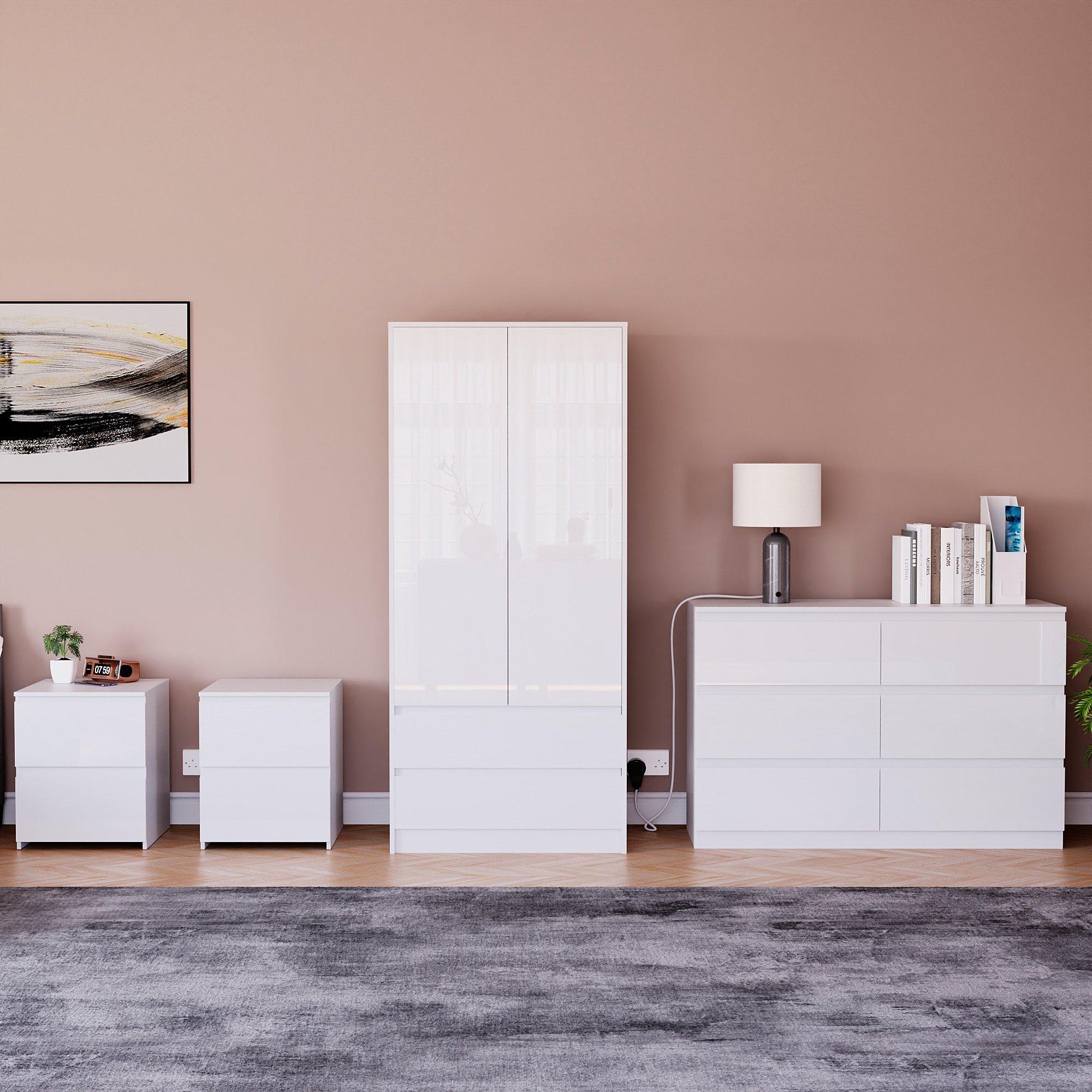 White - Lassic - Vida Designs Glinton Gloss 4 Piece Bedroom Set 4 - 3