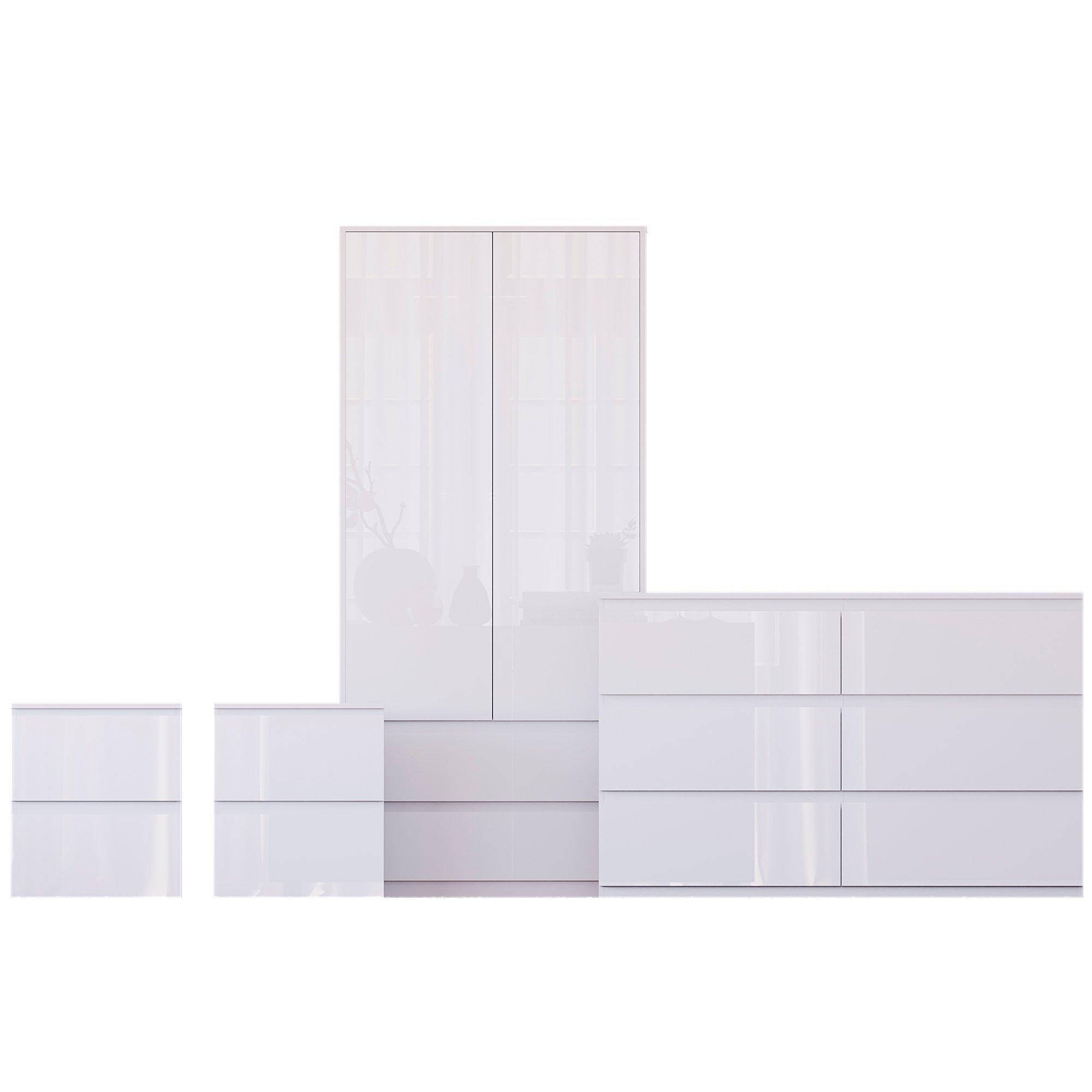 White - Lassic - Vida Designs Glinton Gloss 4 Piece Bedroom Set 4 - 10