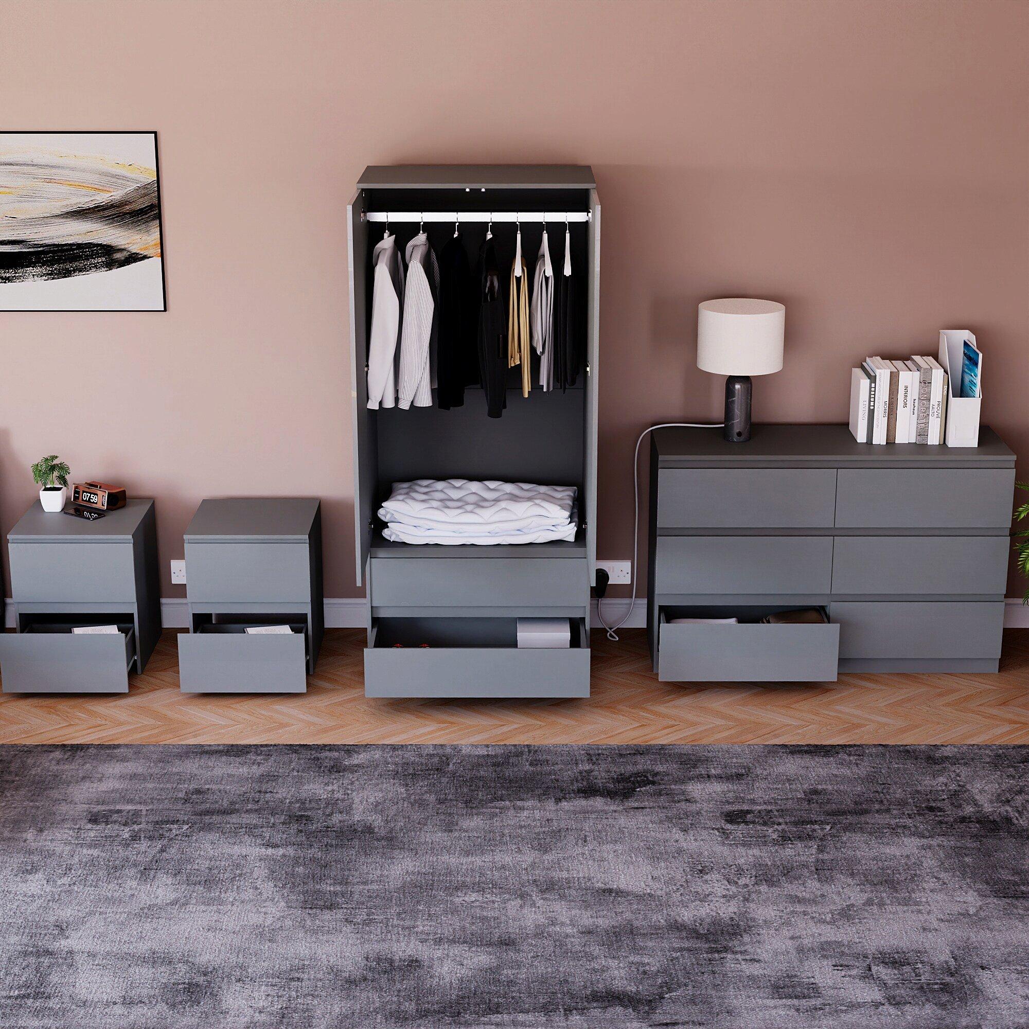 Grey - Lassic - Vida Designs Glinton Gloss 4 Piece Bedroom Set 4 - 2