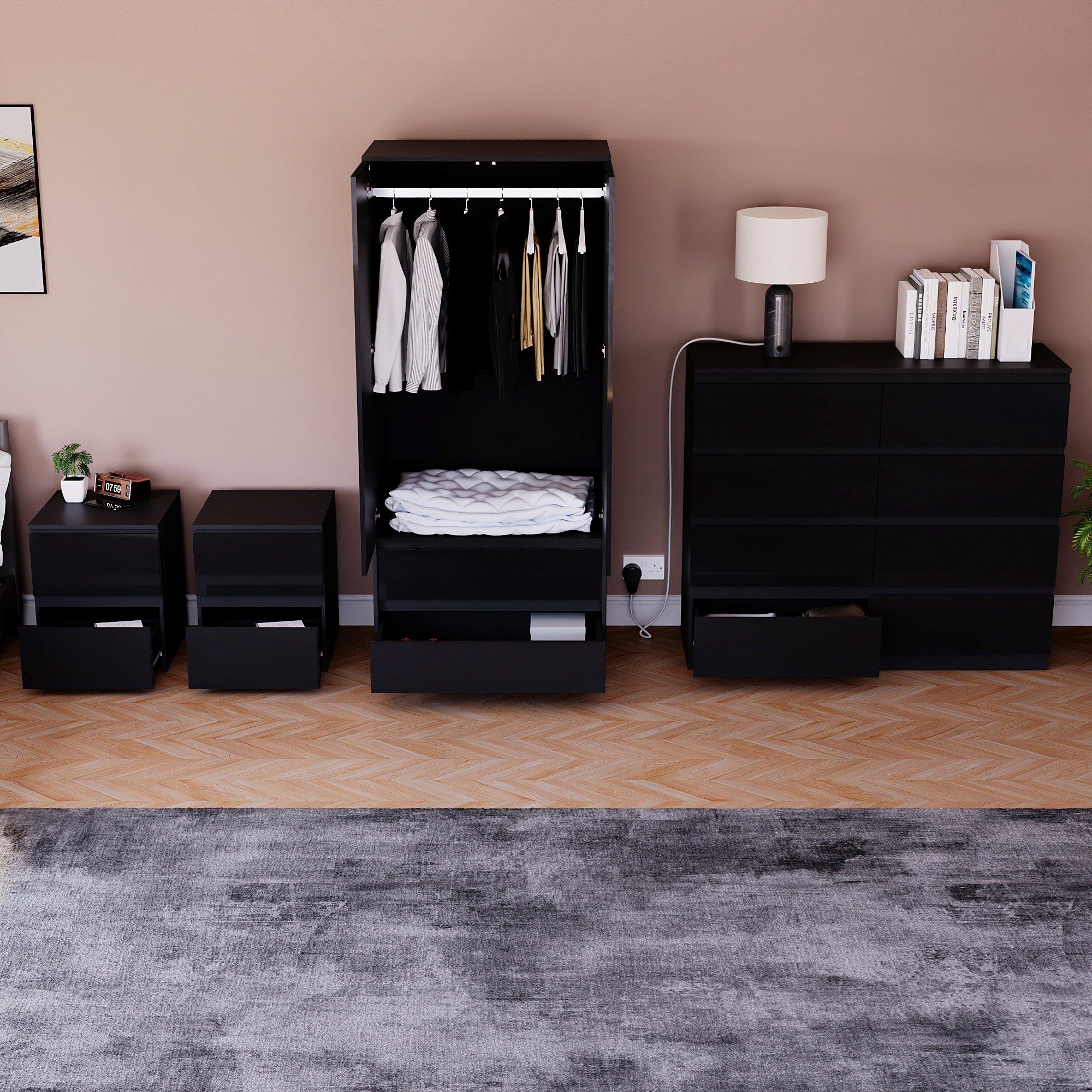 Black - Lassic - Vida Designs Glinton Gloss 4 Piece Bedroom Set 4 - 2