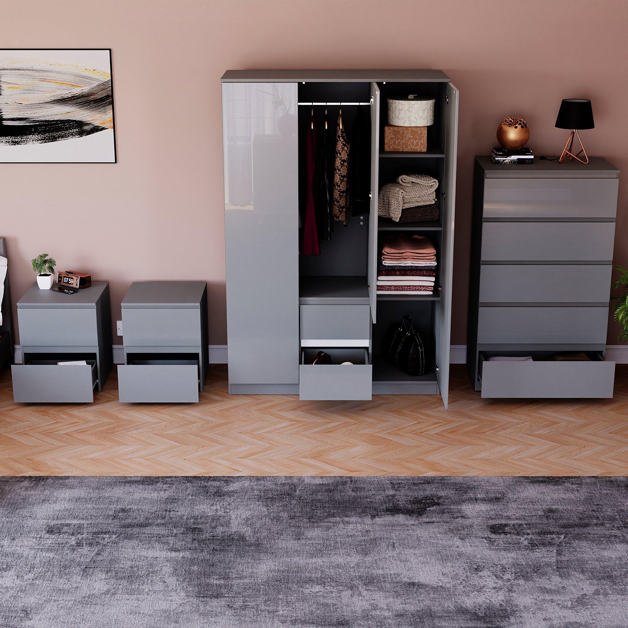 Grey - Lassic - Glinton Gloss 4 Piece Bedroom Set 8 - 2