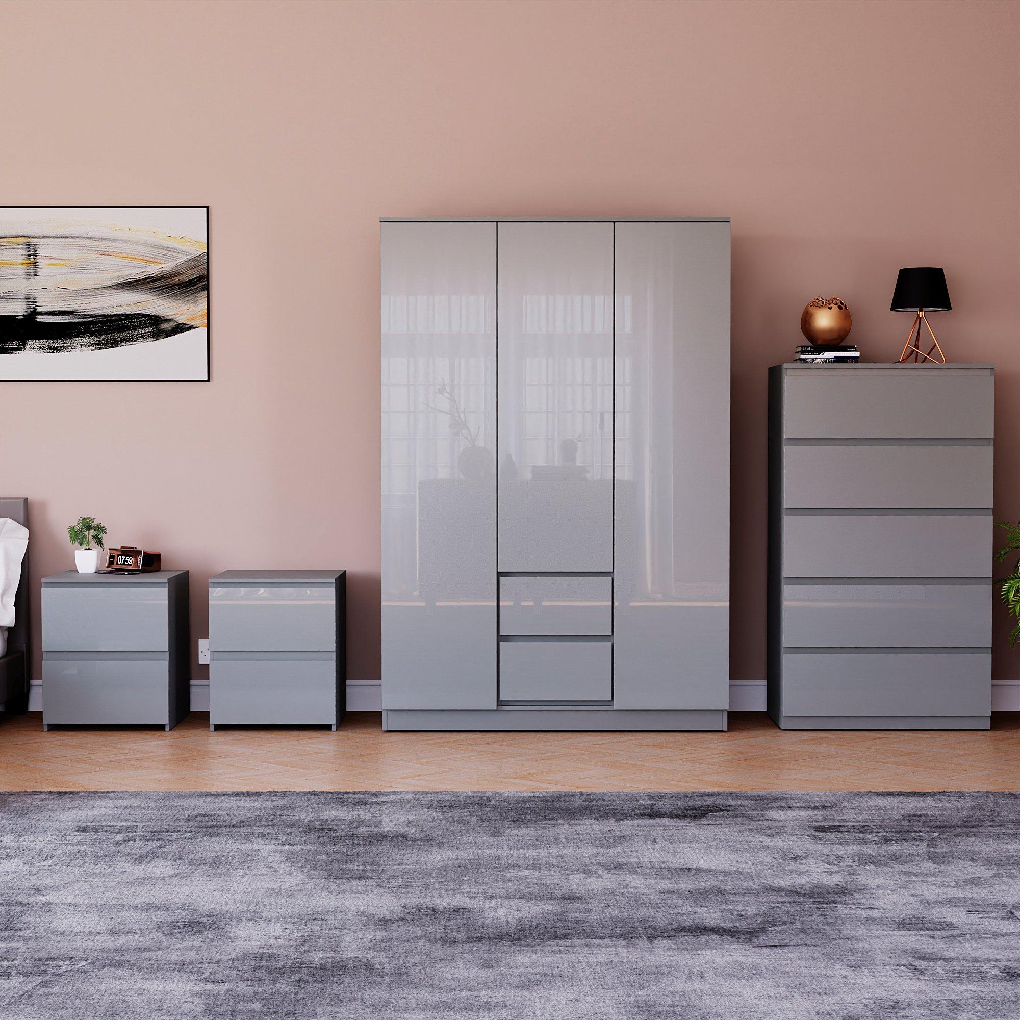 Grey - Lassic - Glinton Gloss 4 Piece Bedroom Set 8 - 3