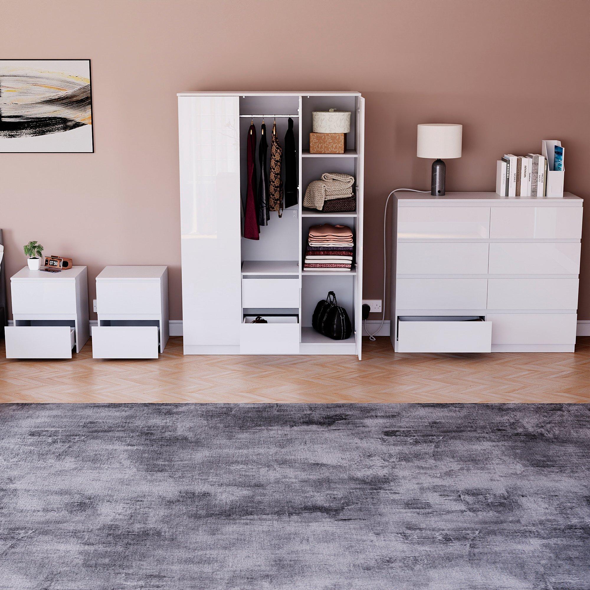 White - Lassic - Vida Designs Glinton Gloss 4 Piece Bedroom Set 10 - 2