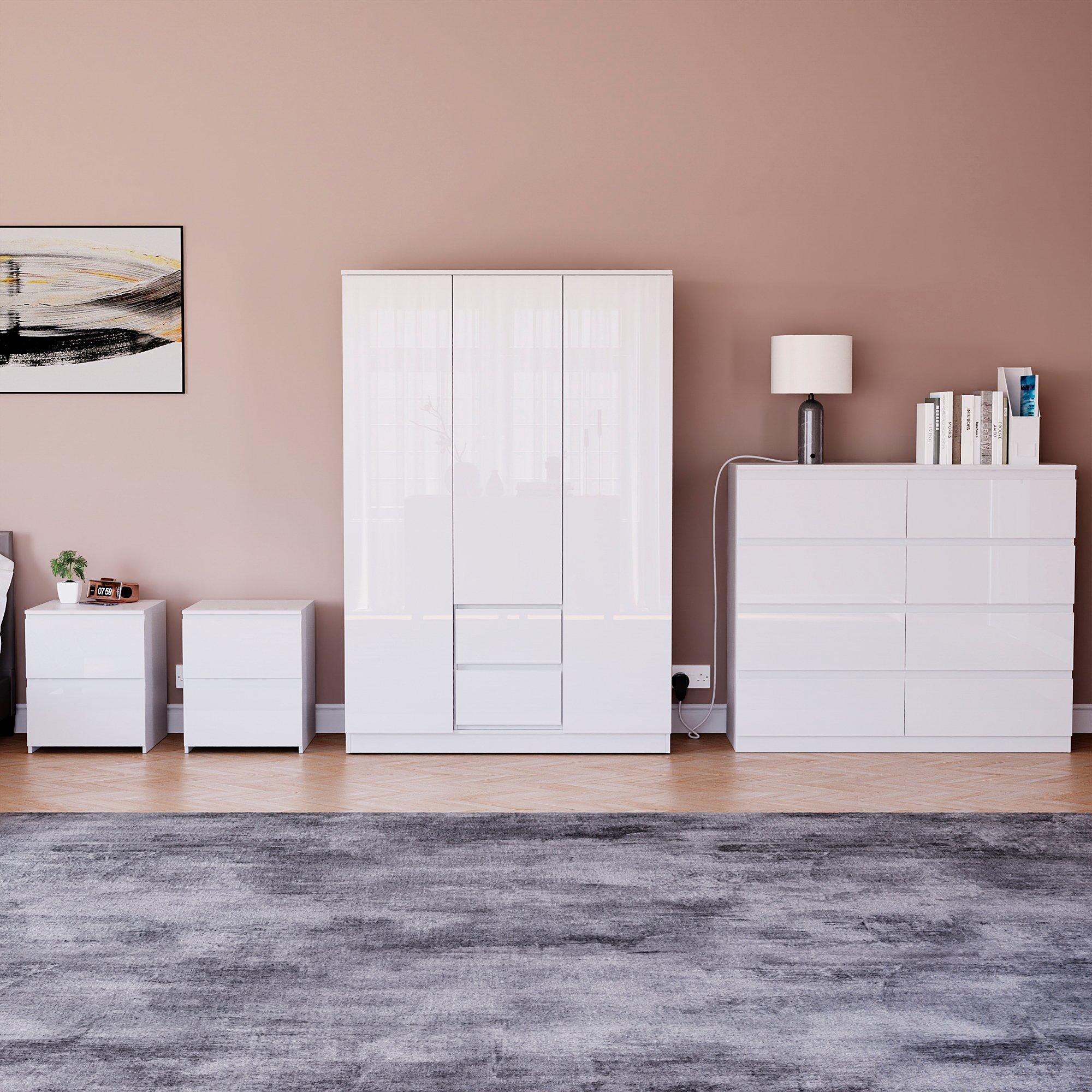 White - Lassic - Vida Designs Glinton Gloss 4 Piece Bedroom Set 10 - 3