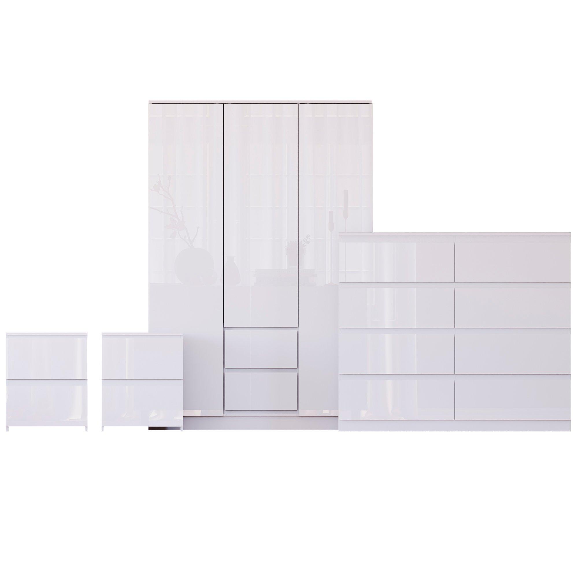 White - Lassic - Vida Designs Glinton Gloss 4 Piece Bedroom Set 10 - 10