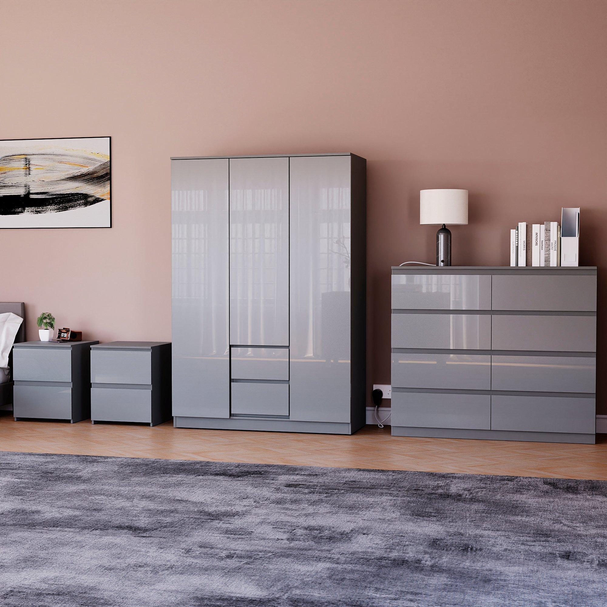 Grey - Lassic - Vida Designs Glinton Gloss 4 Piece Bedroom Set 10 - 1