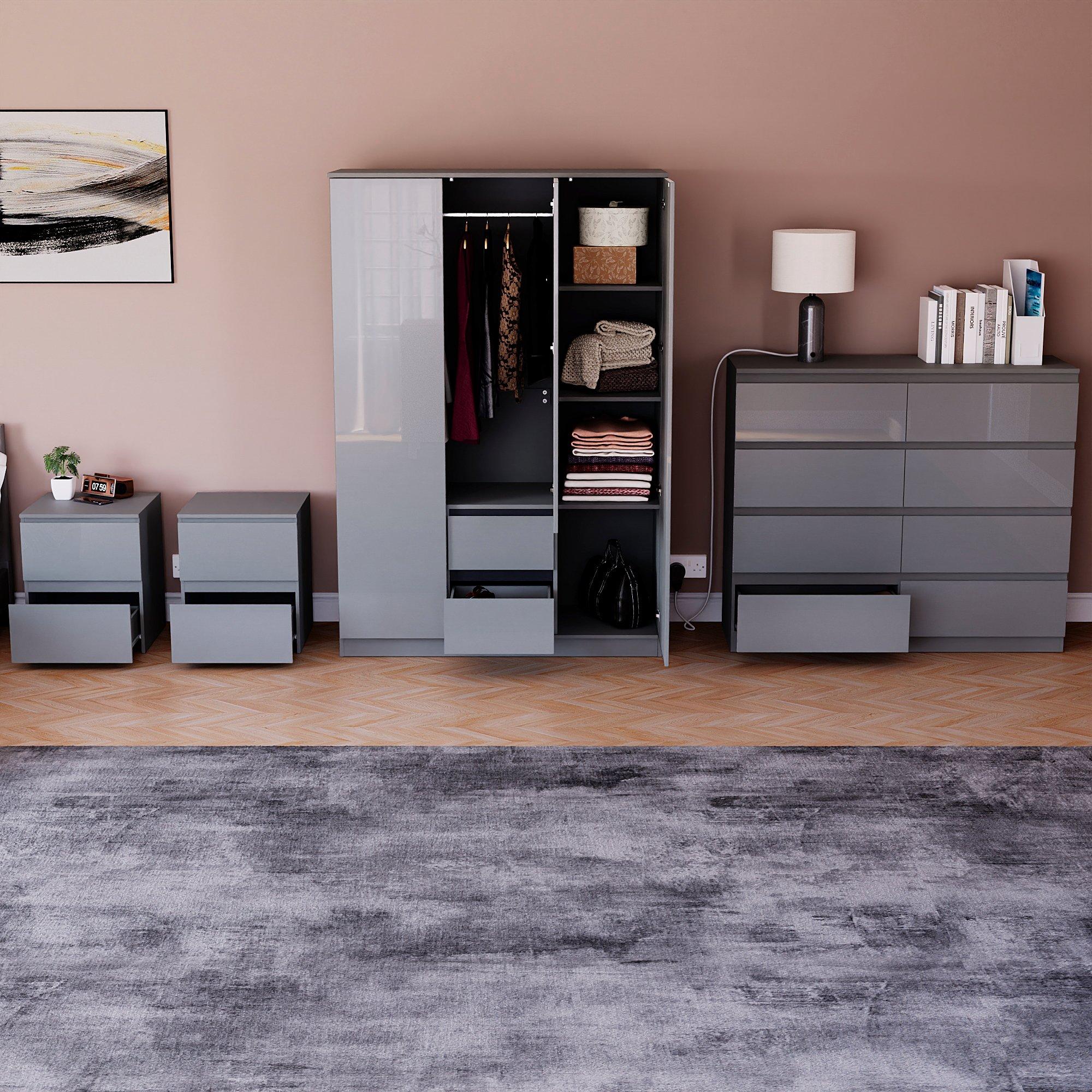 Grey - Lassic - Vida Designs Glinton Gloss 4 Piece Bedroom Set 10 - 2