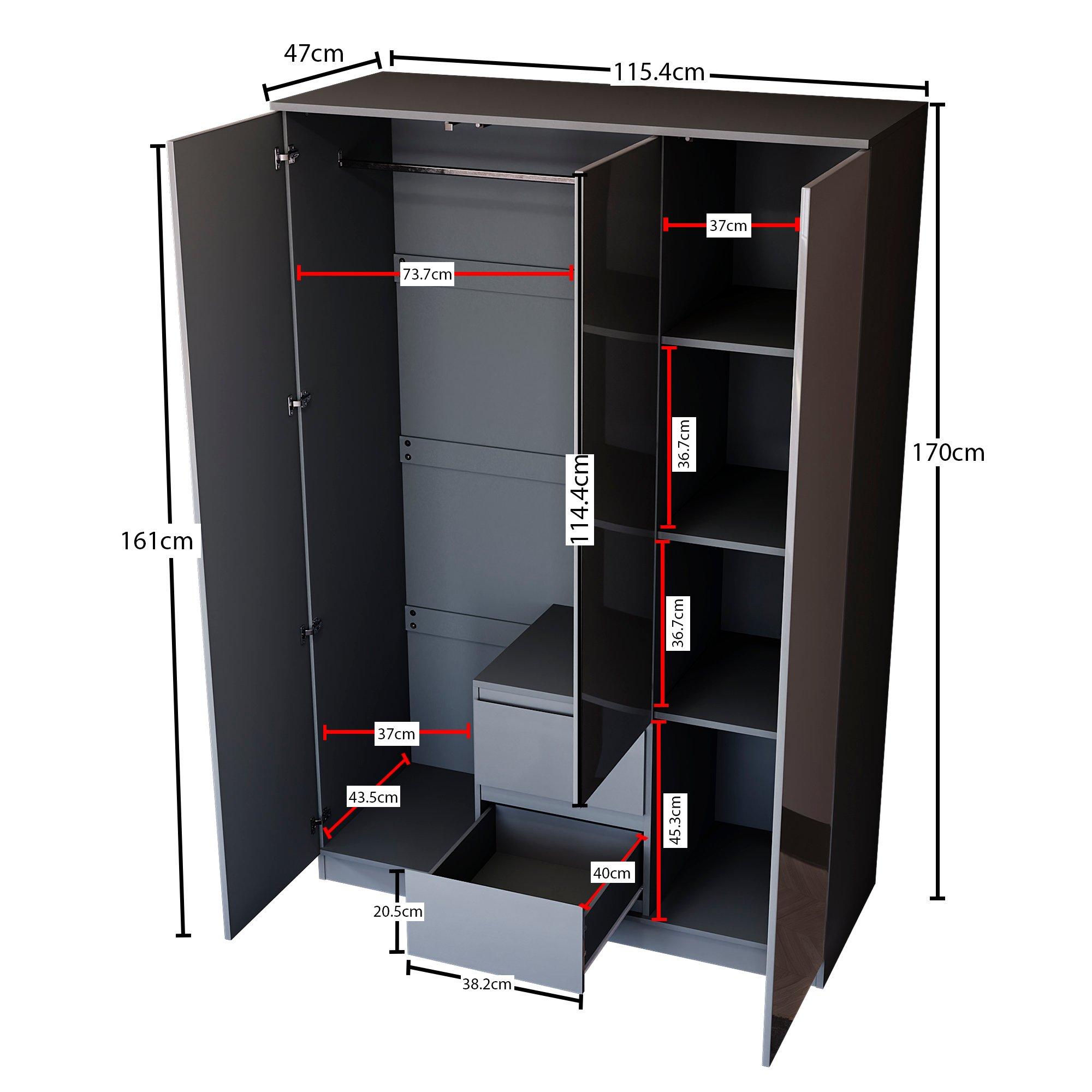 Grey - Lassic - Vida Designs Glinton Gloss 4 Piece Bedroom Set 10 - 9