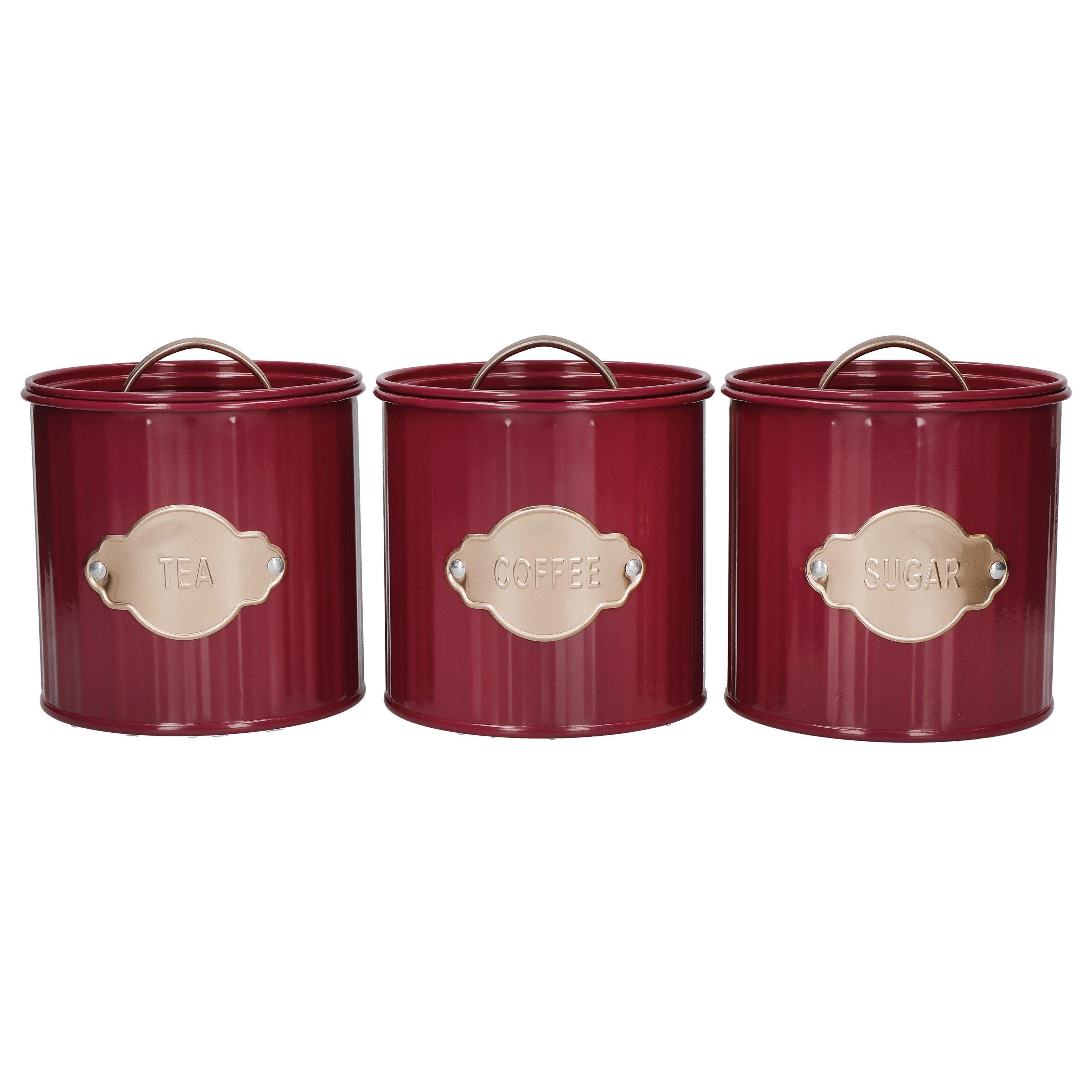 Kitchencraft  3-Piece Tea,Coffee And Sugar Canister - Burgundy  of 3