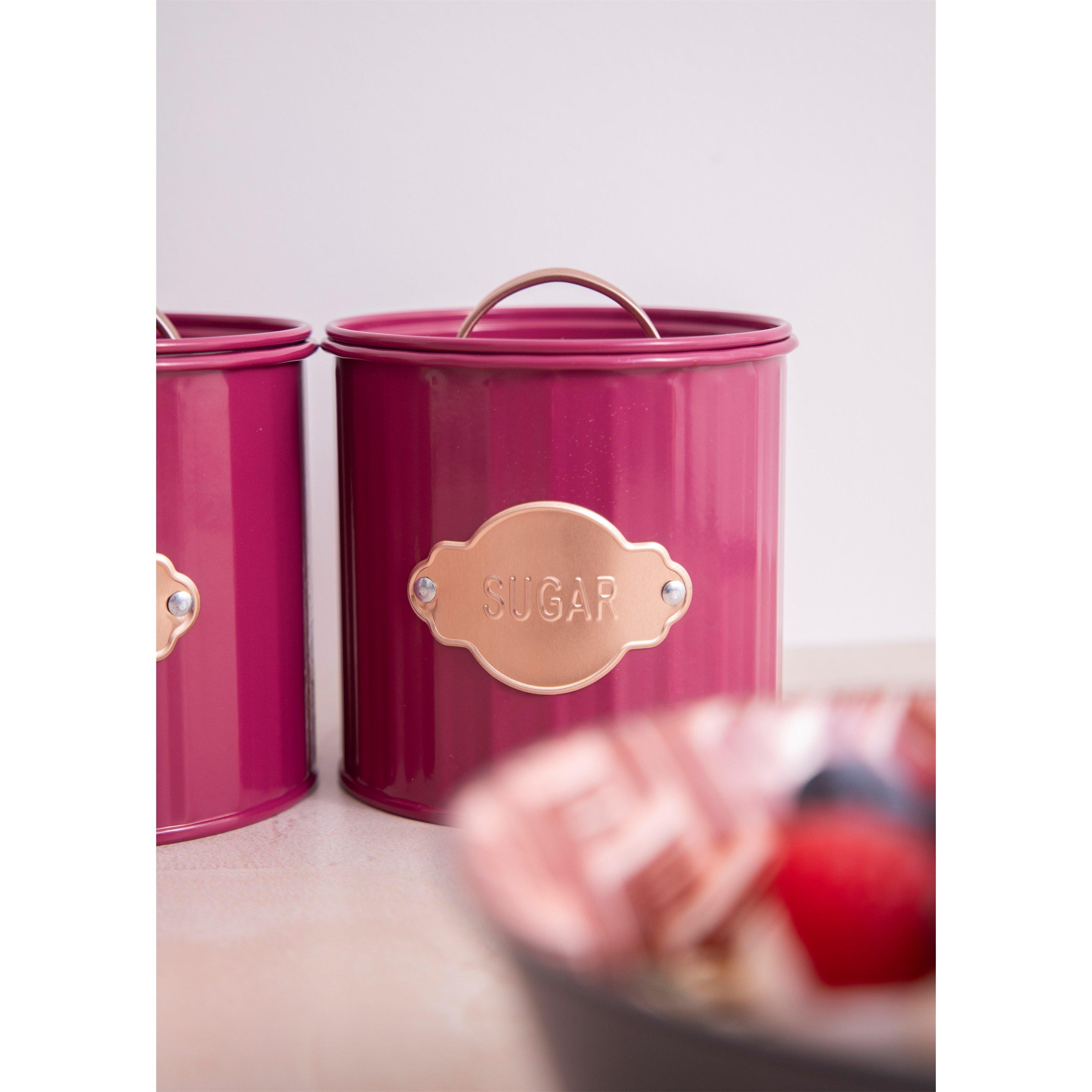 Burgundy - KitchenCraft - KitchenCraft 3-Piece Tea,Coffee and Sugar Canister - 6