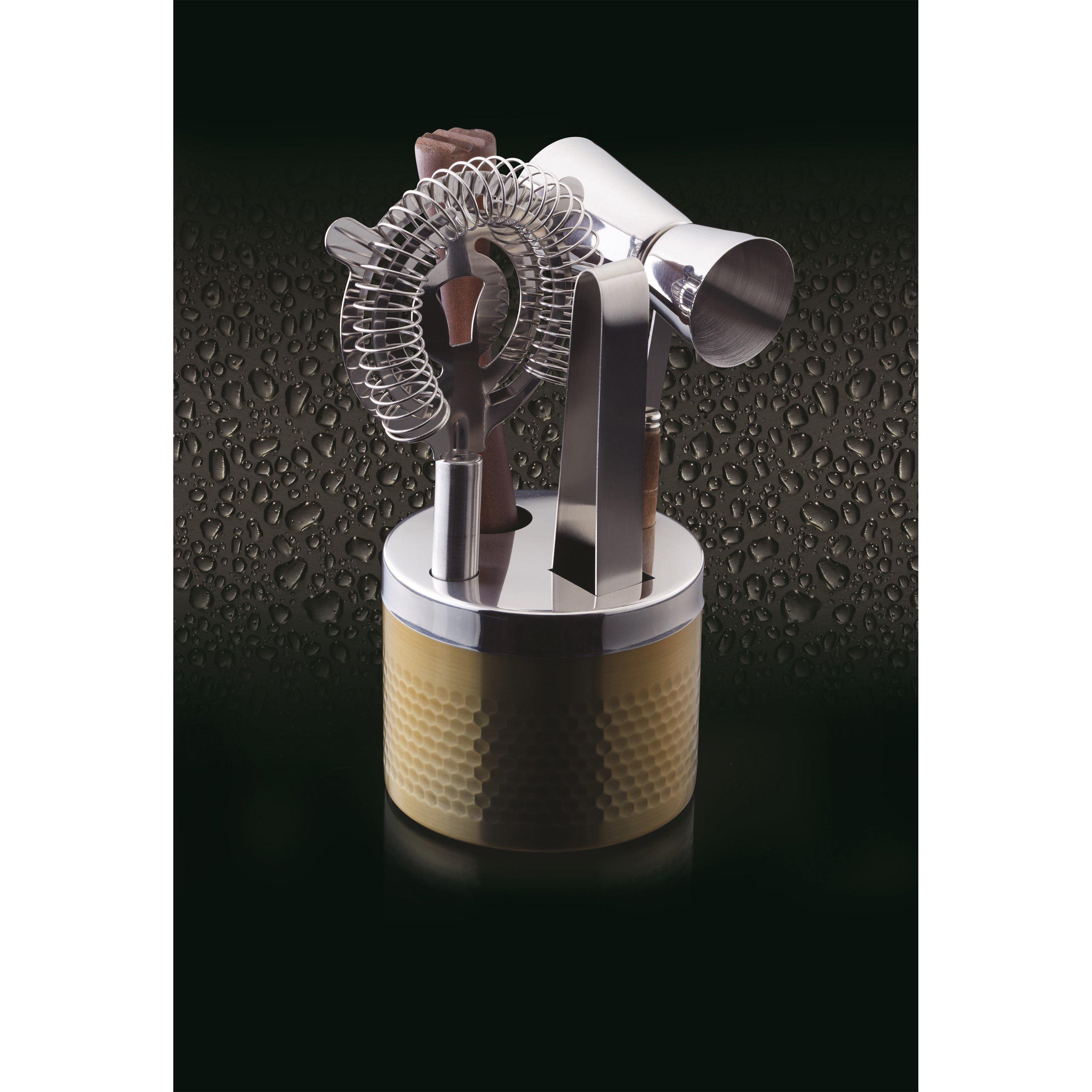 Gold - BarCraft - BarCraft Five Piece Hammered Brass Finish Cocktail - 3