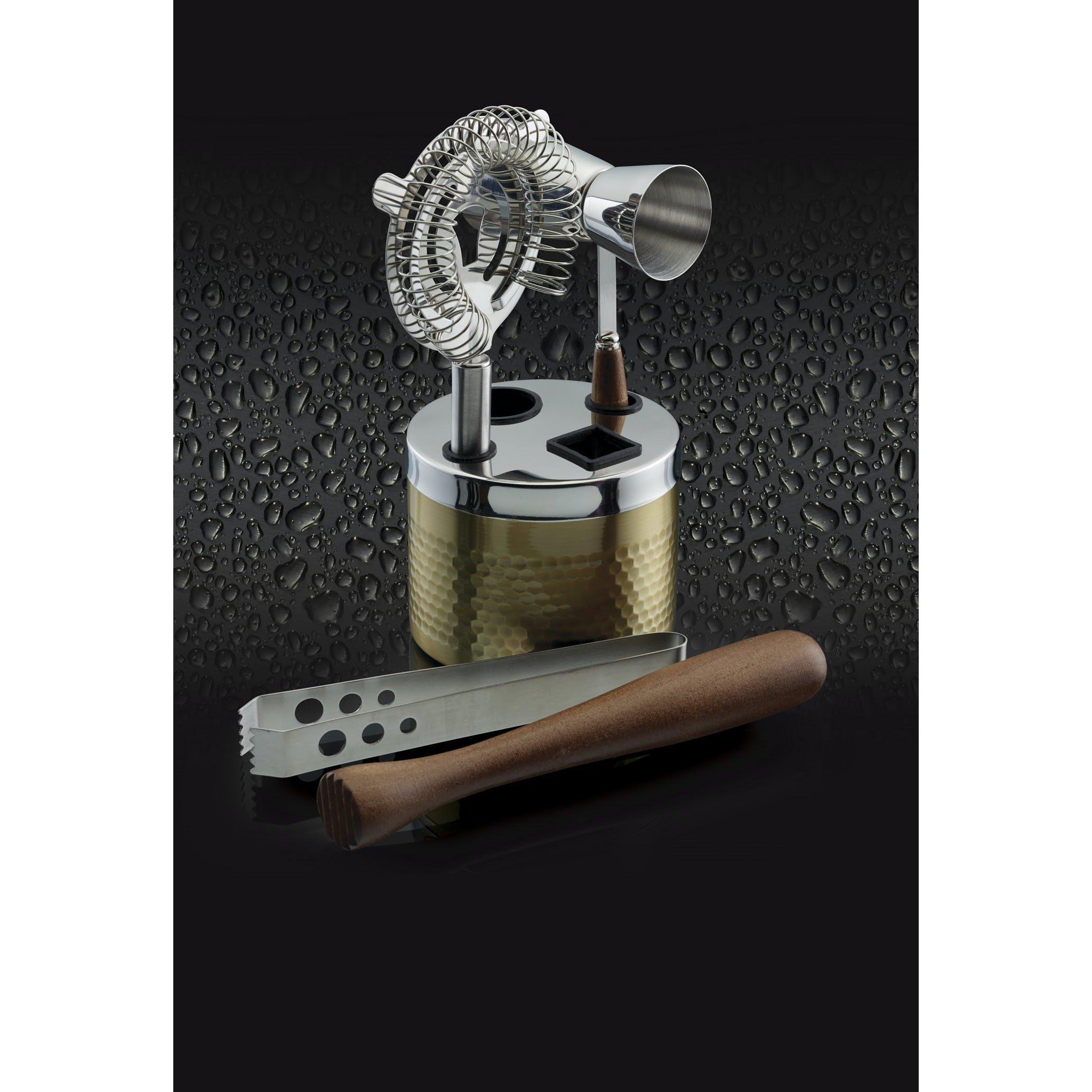 Gold - BarCraft - BarCraft Five Piece Hammered Brass Finish Cocktail - 4