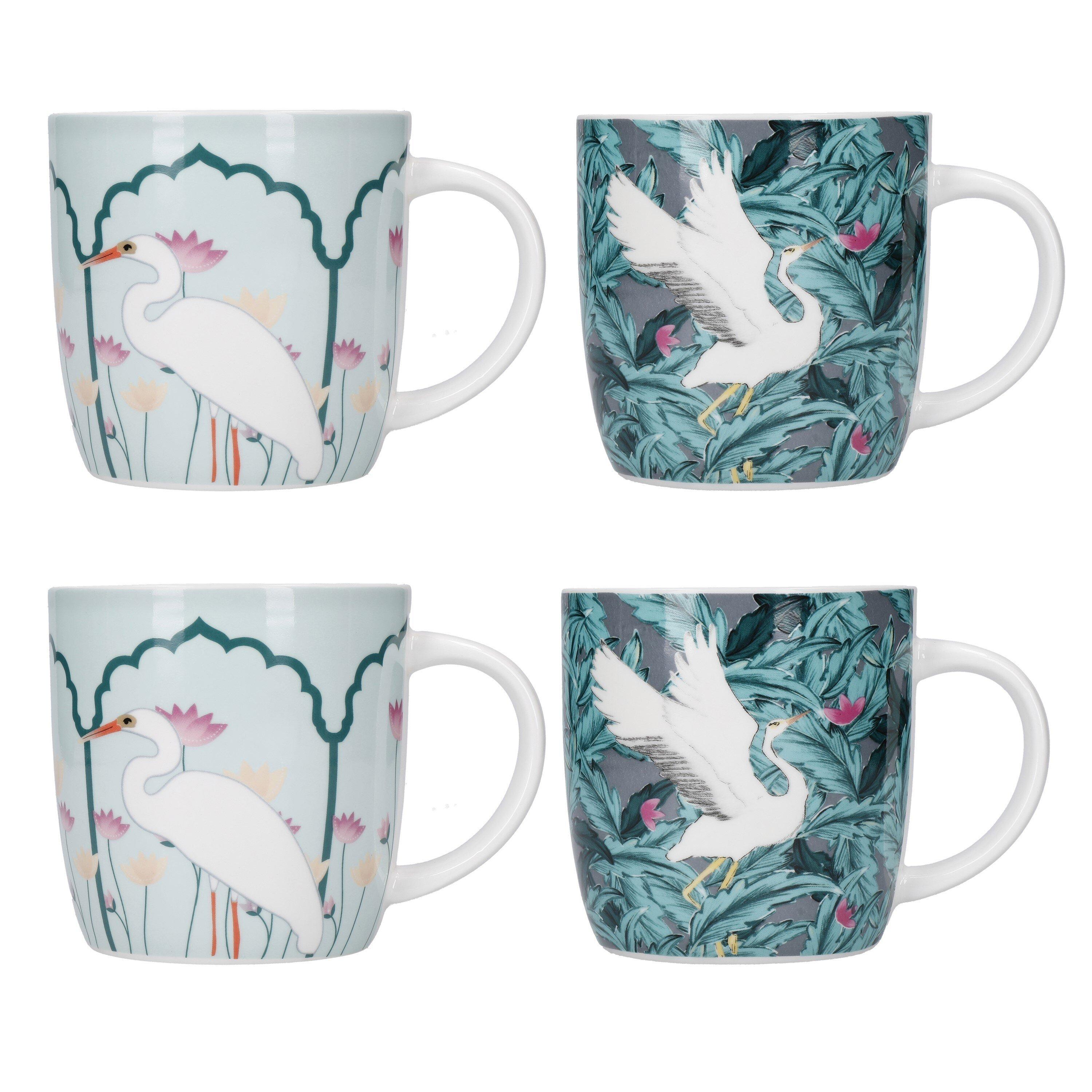Green - KitchenCraft - 4-Piece Exotic Bird Coffee Mug Set - 1