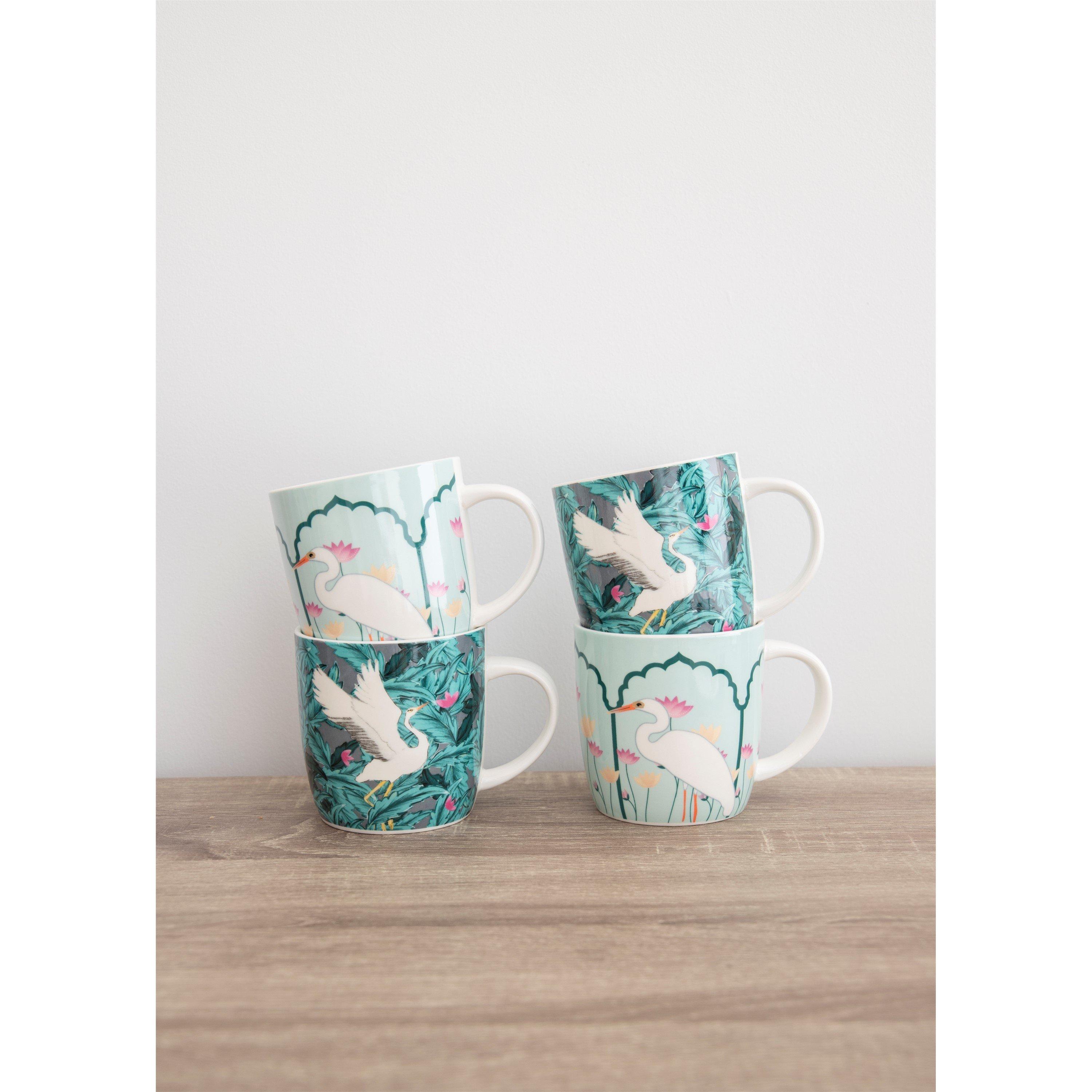 Green - KitchenCraft - KitchenCraft 4-Piece Exotic Bird Coffee Mug Set - 2