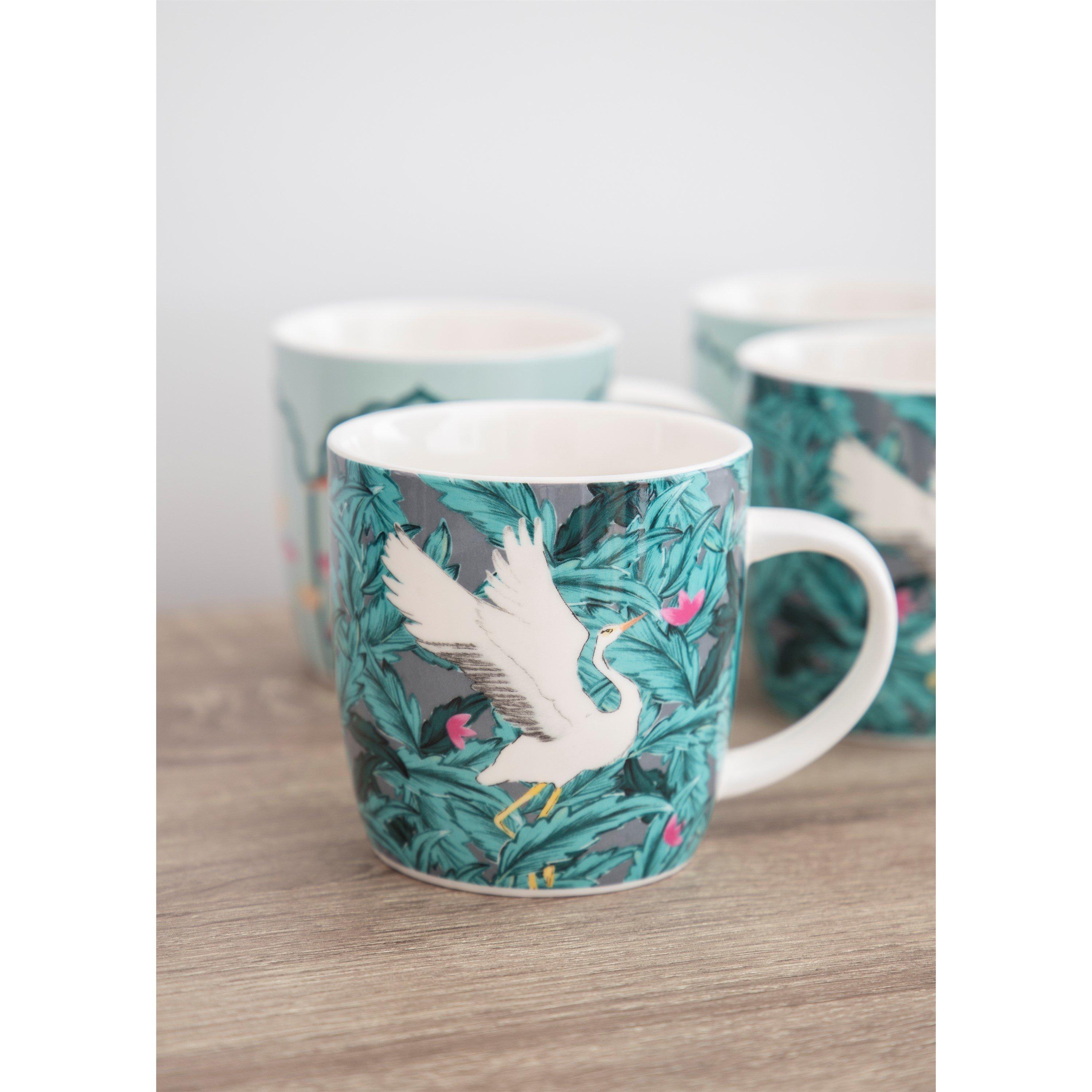 Green - KitchenCraft - KitchenCraft 4-Piece Exotic Bird Coffee Mug Set - 3