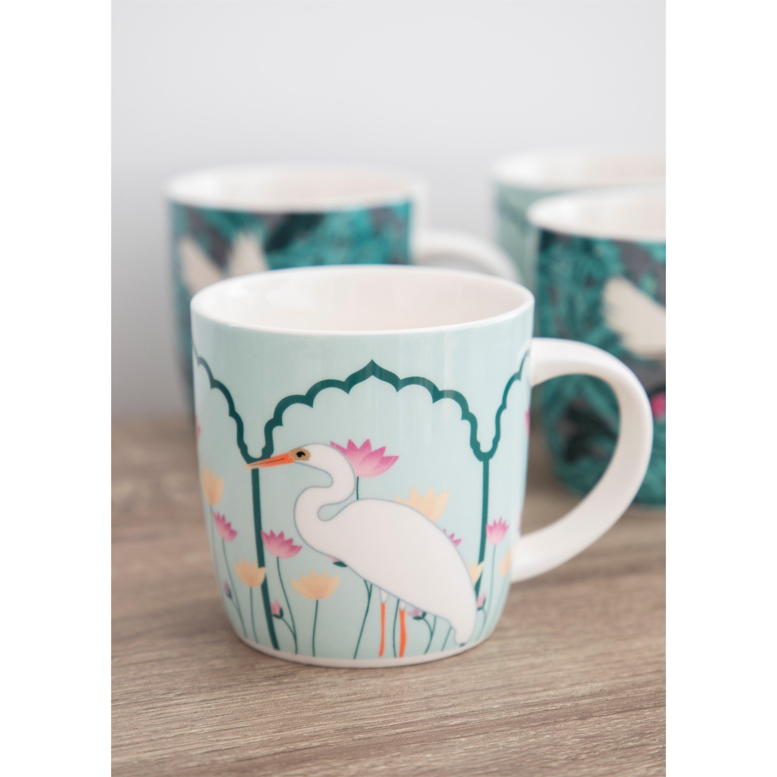 Green - KitchenCraft - KitchenCraft 4-Piece Exotic Bird Coffee Mug Set - 4