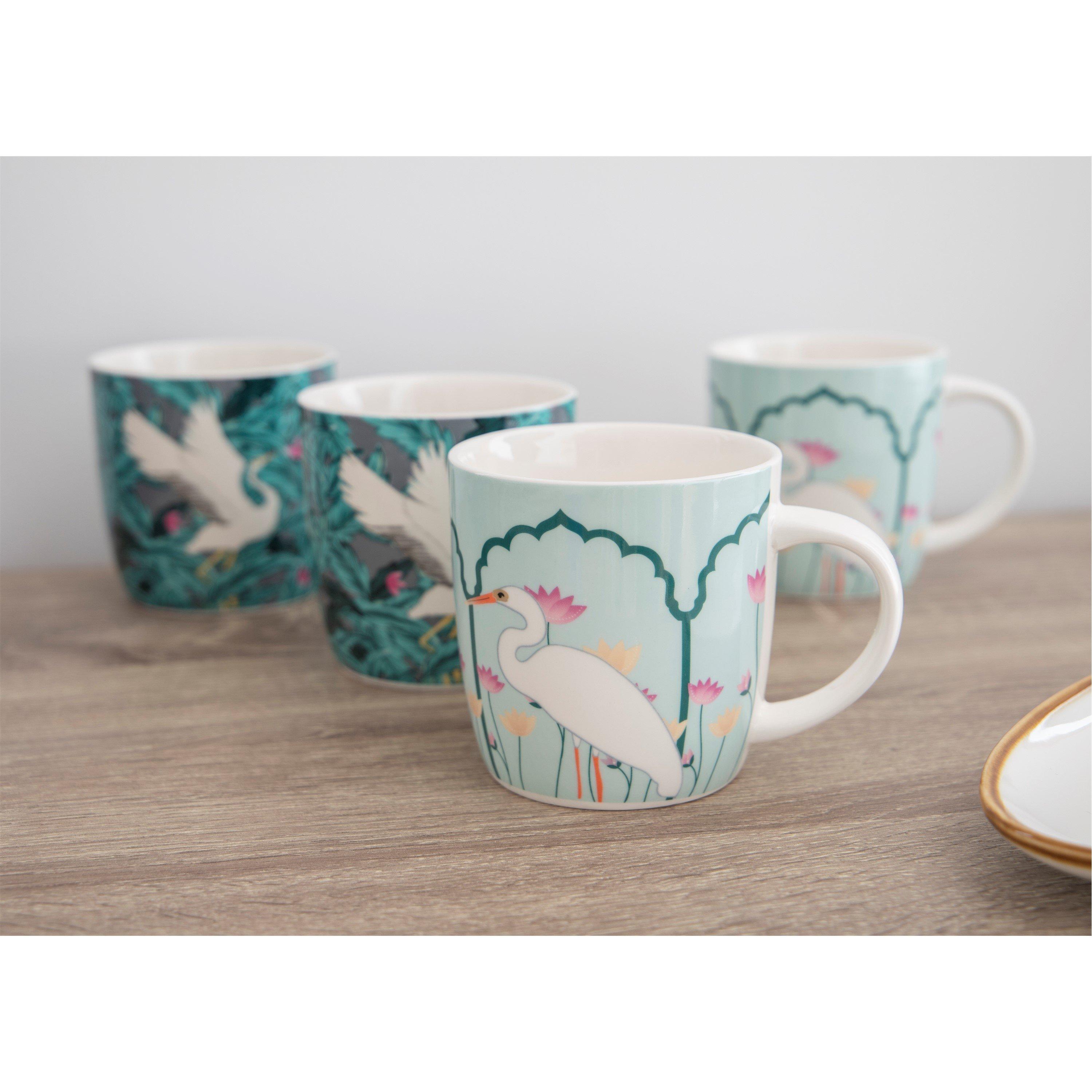 Green - KitchenCraft - KitchenCraft 4-Piece Exotic Bird Coffee Mug Set - 5