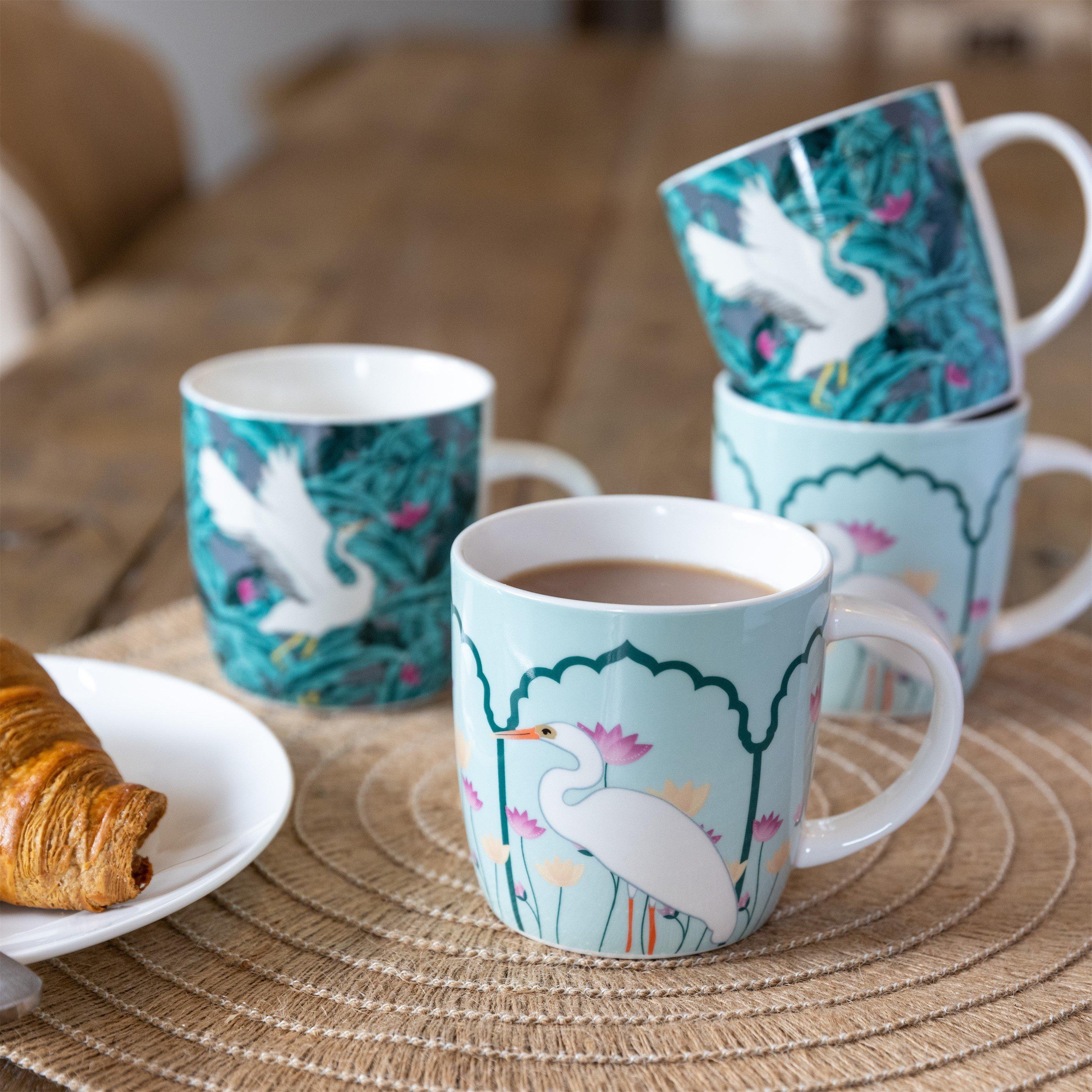 Green - KitchenCraft - KitchenCraft 4-Piece Exotic Bird Coffee Mug Set - 6