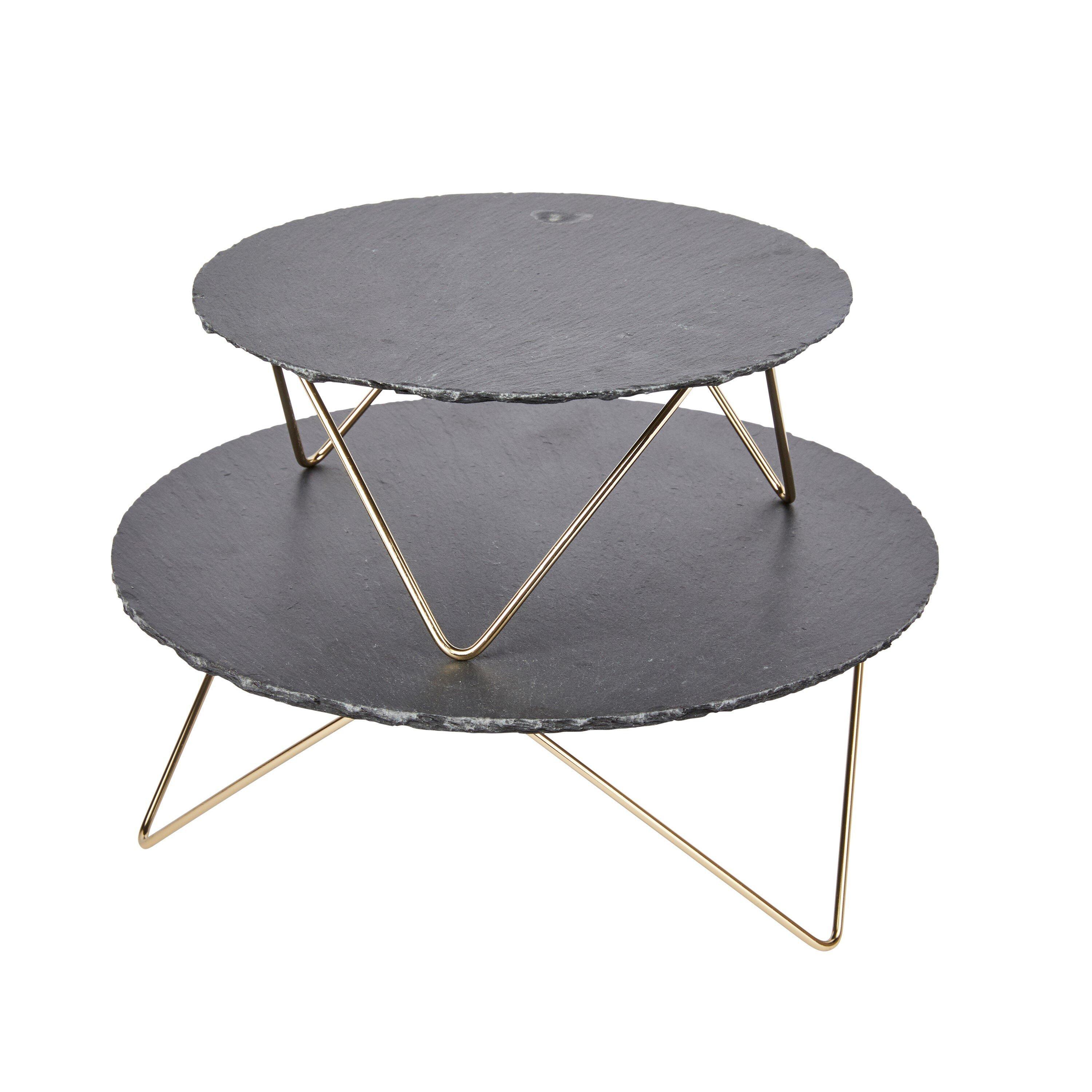 Artesa  Tiered Serving Stand 2 Slate Platters - Black - 2 Tier