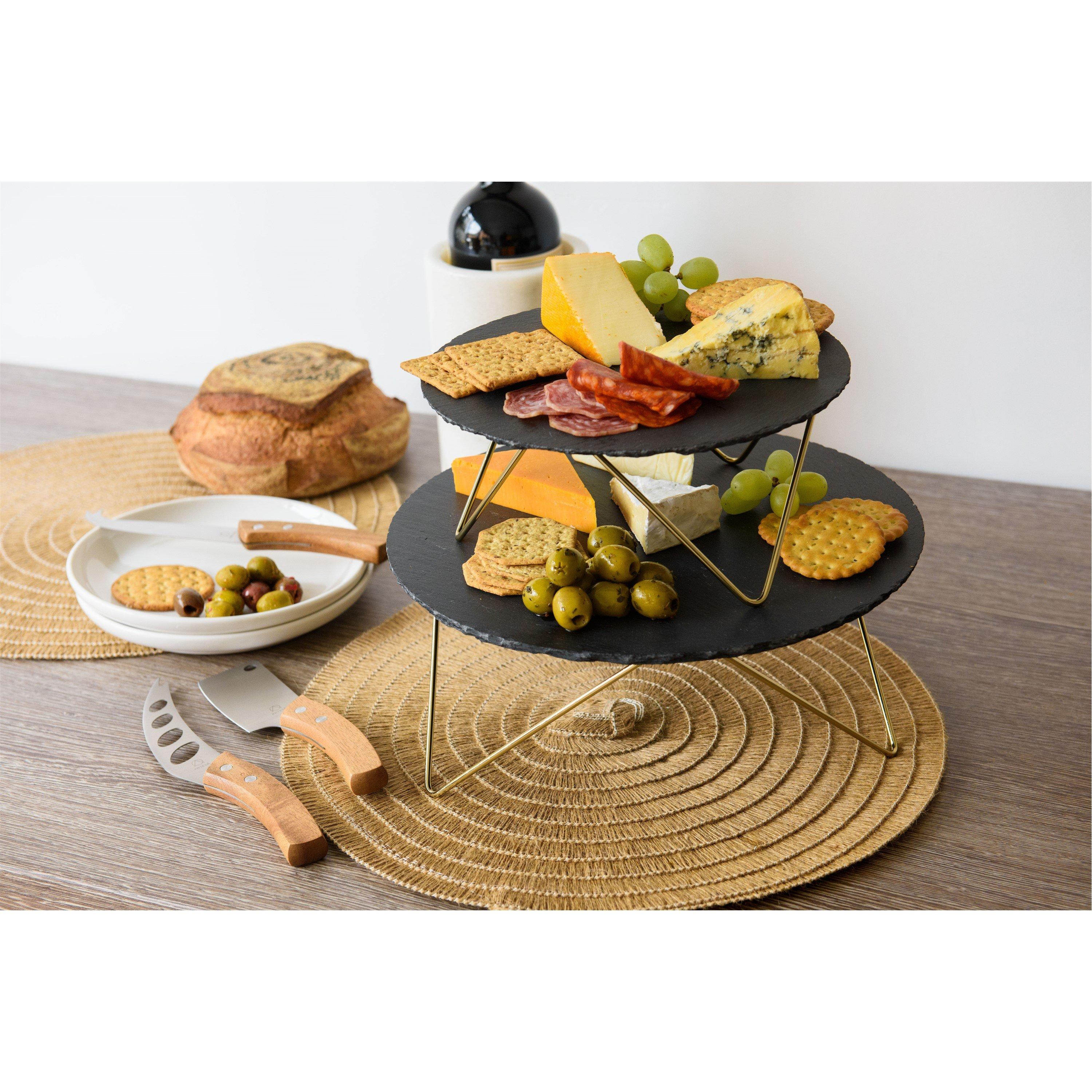 Black - Artesa - Tiered Serving Stand 2 Slate Platters - 3