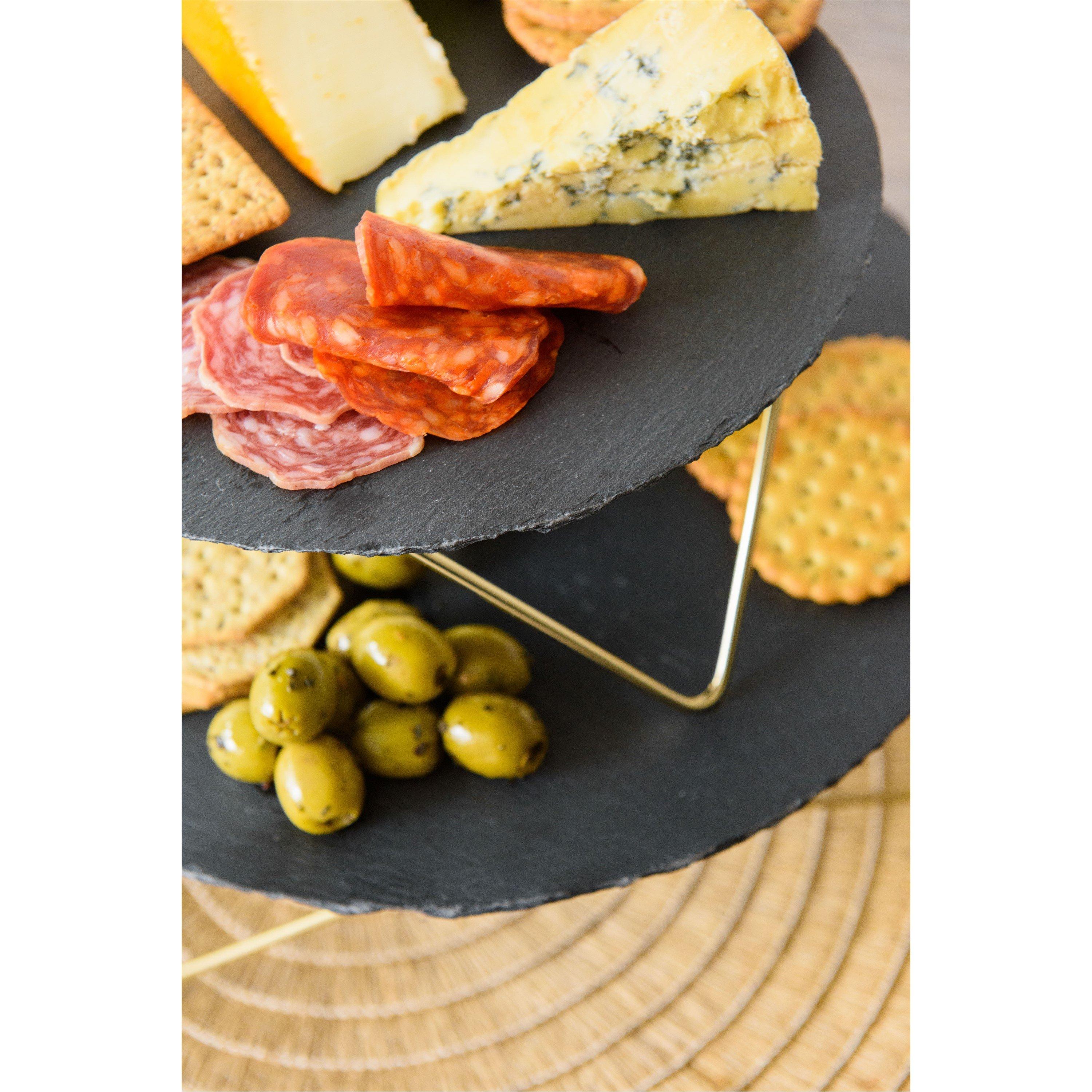 Black - Artesa - Tiered Serving Stand 2 Slate Platters - 7