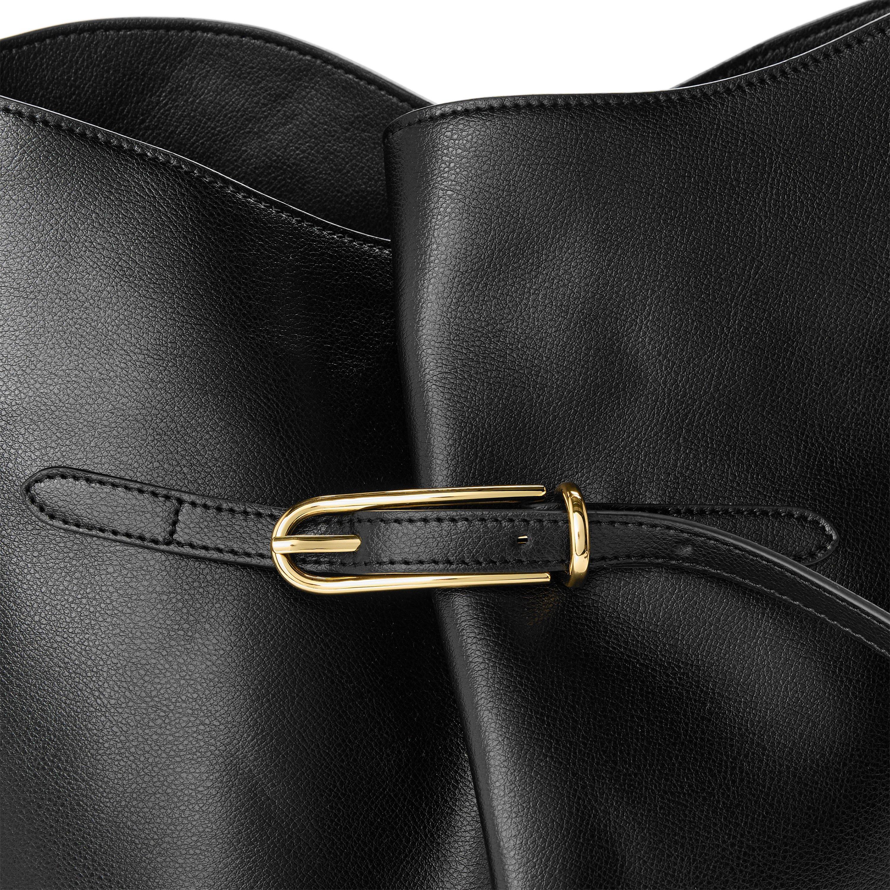 BLACK GOLD - Liffner - Women's Belted Grain Leather Bucket Bag - 3