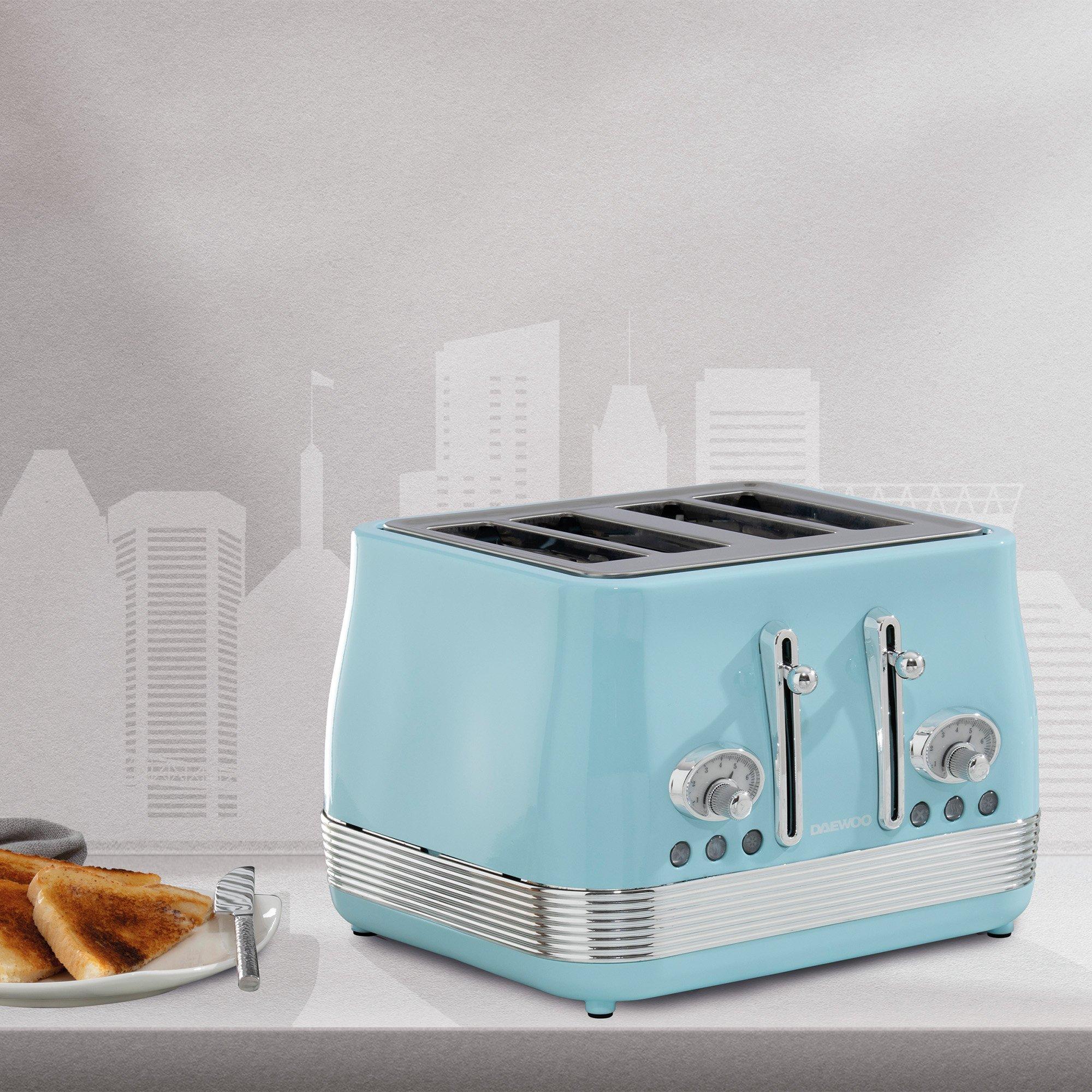 Sky Blue - Daewoo Electricals - DENVER 4 SLICE TOASTER SKY BLUE - 4
