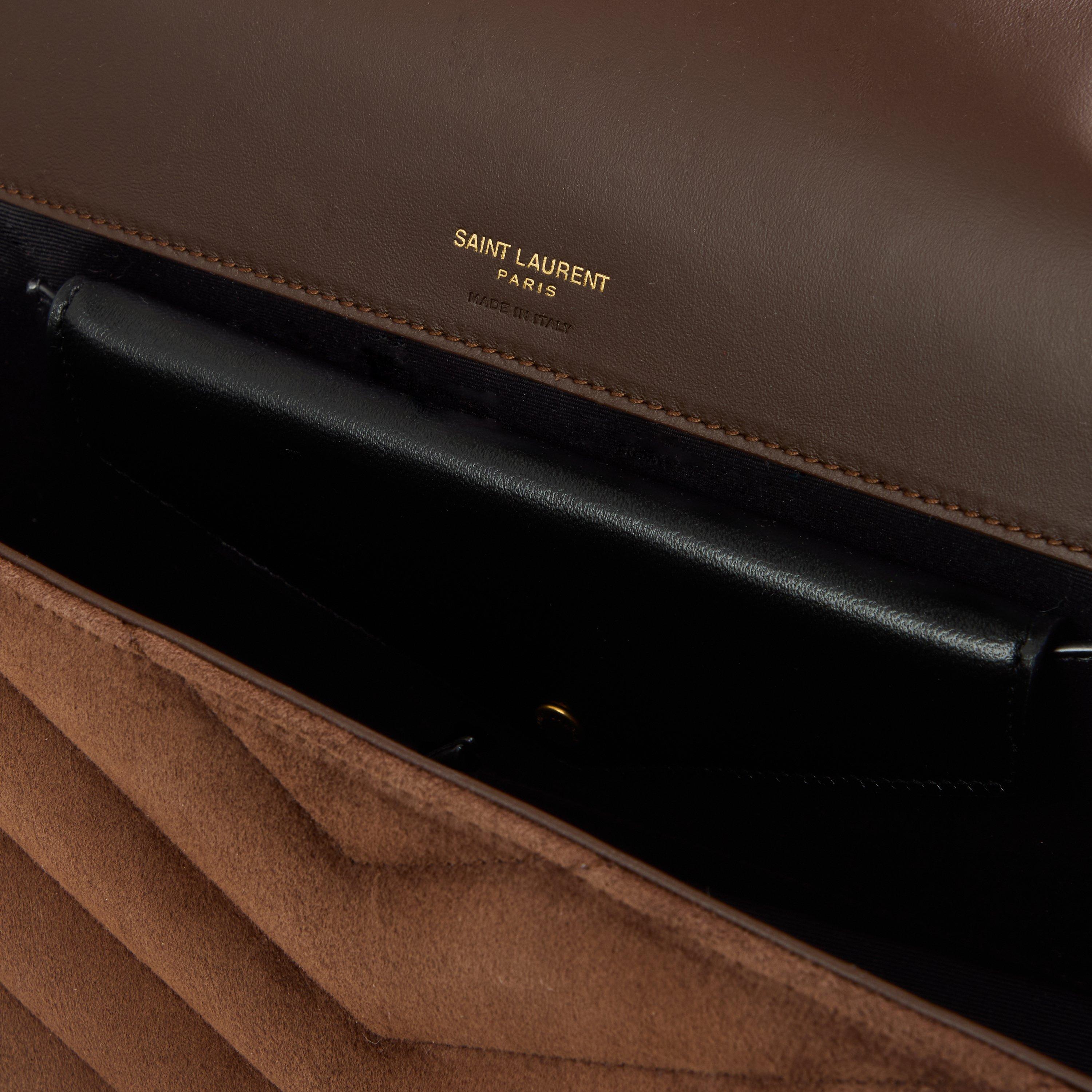 Bark Brown - Saint Laurent - Women's Suede Md Lou Shoulder Bag - 5