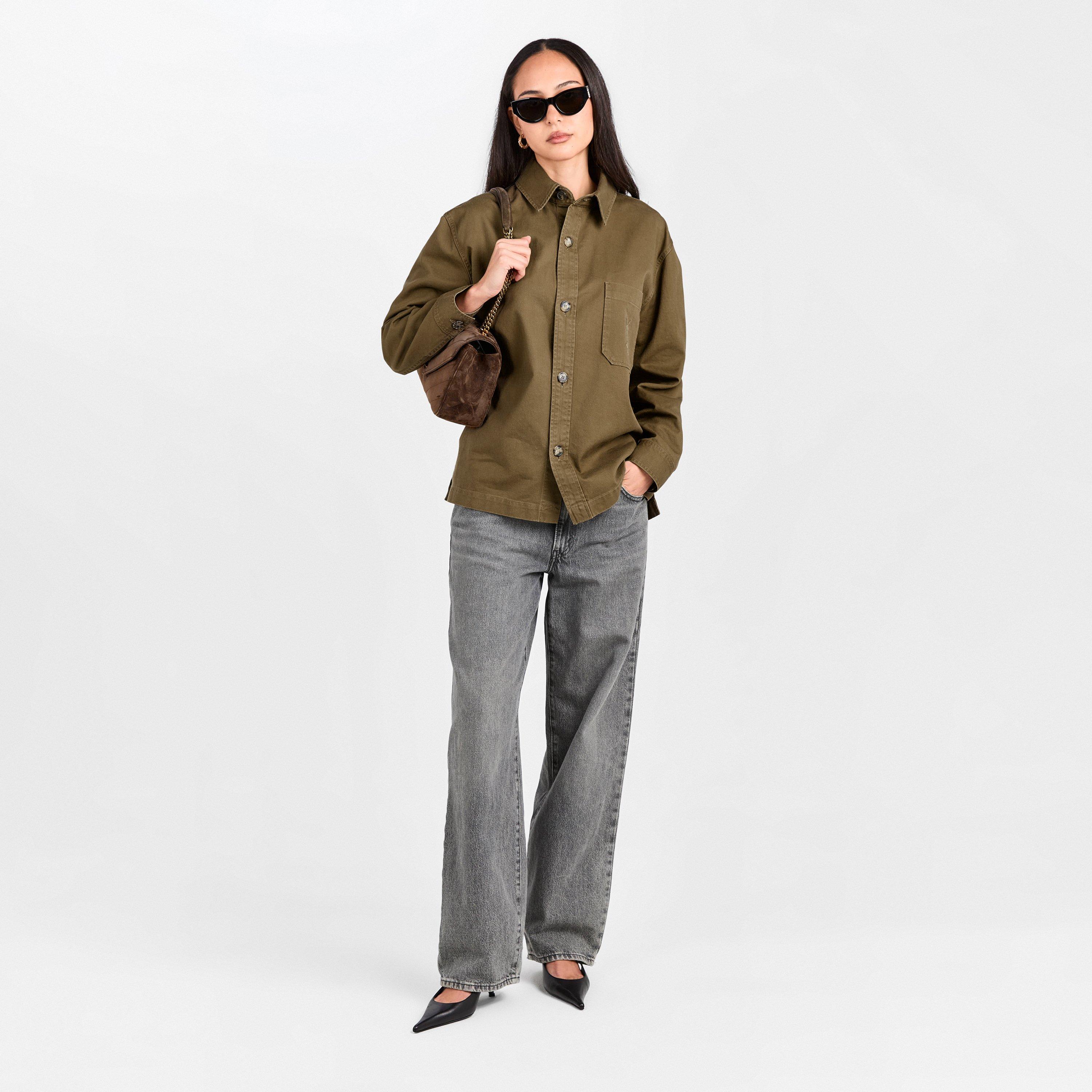 Bark Brown - Saint Laurent - Women's Suede Md Lou Shoulder Bag - 6