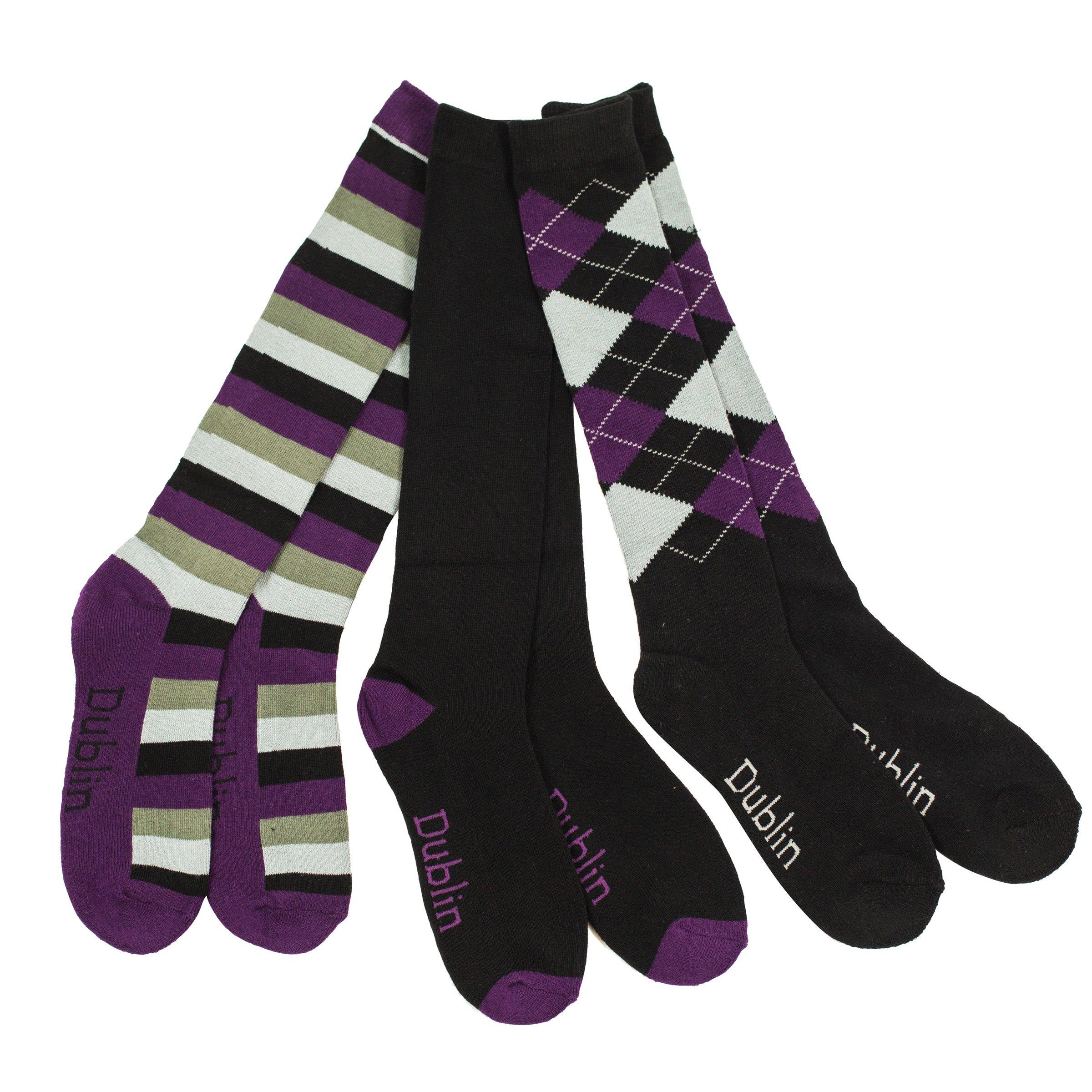Black/Prpl/Grey - Dublin - Riding Socks 3 Pack