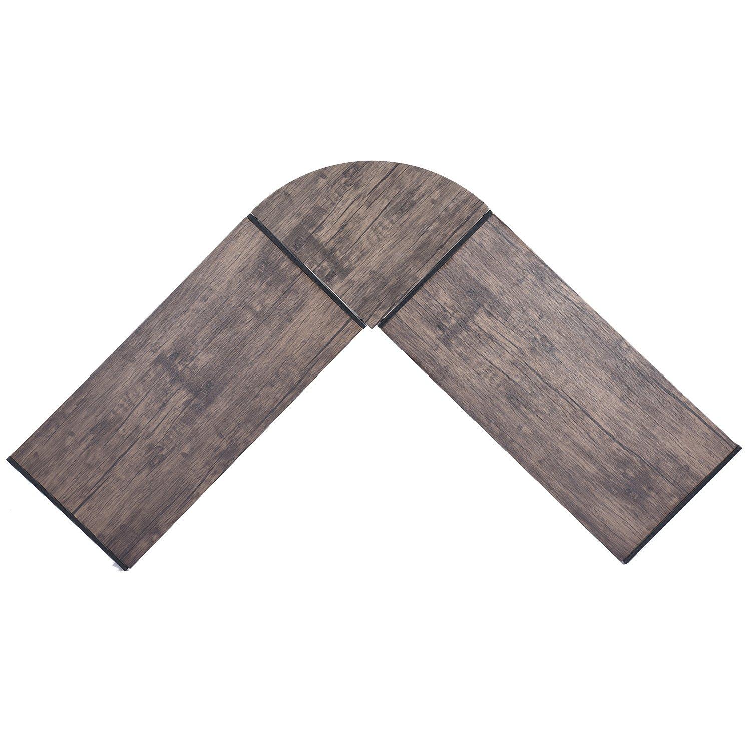 Grey - FurnitureR - L-Shaped Corner Desk with Metal Frame - 7