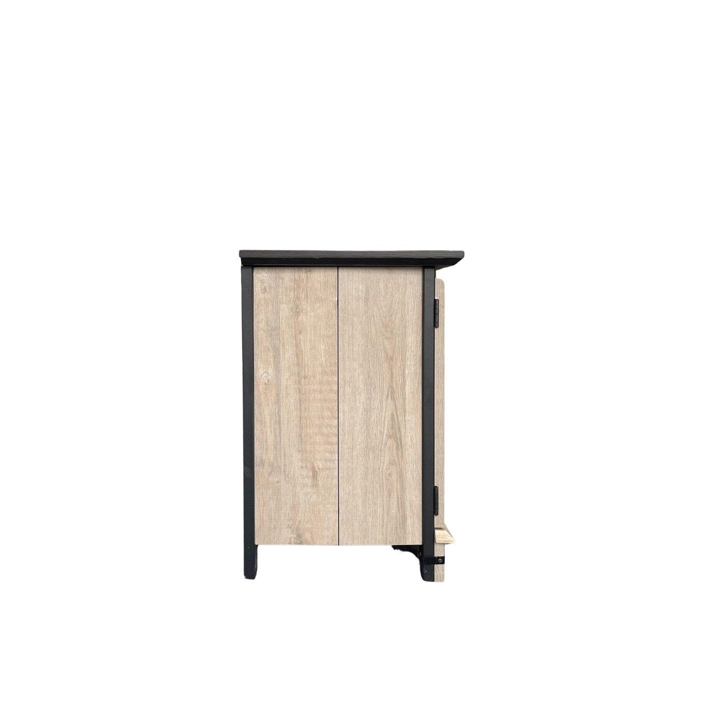 Grey - Living Essentials - Farmhouse TV Stand with Sliding Mesh Doors - 4