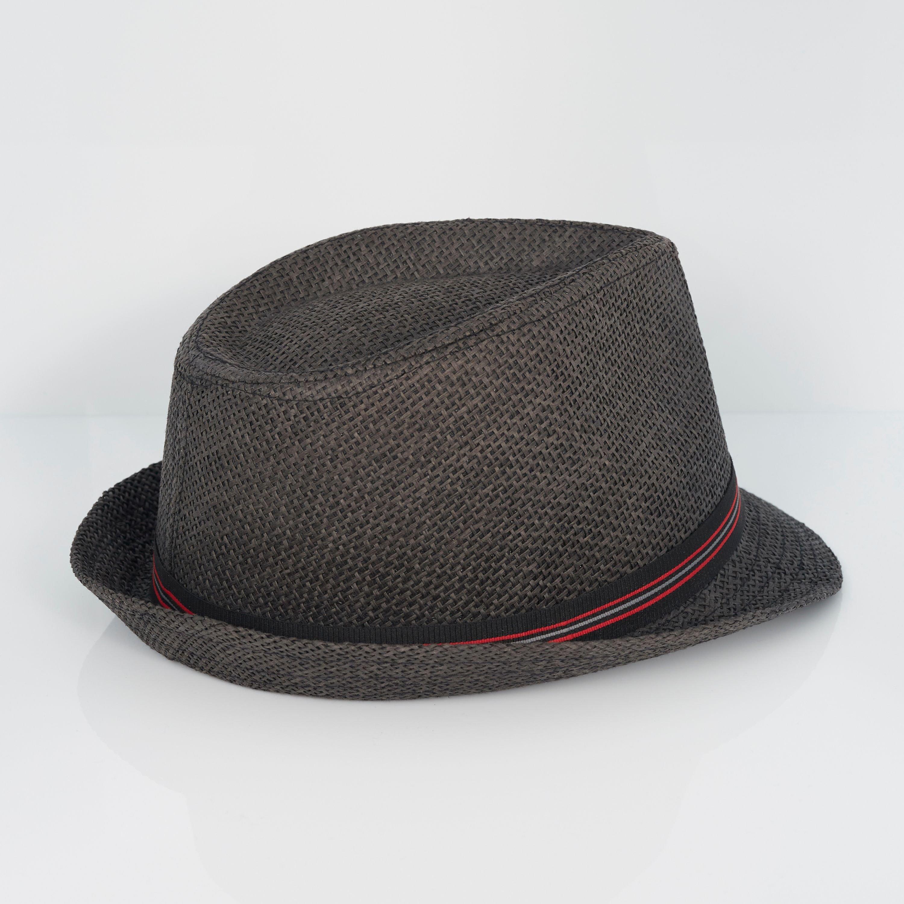Black - Brave Soul - Trilby Hat with Contrast Tape Detail - 2