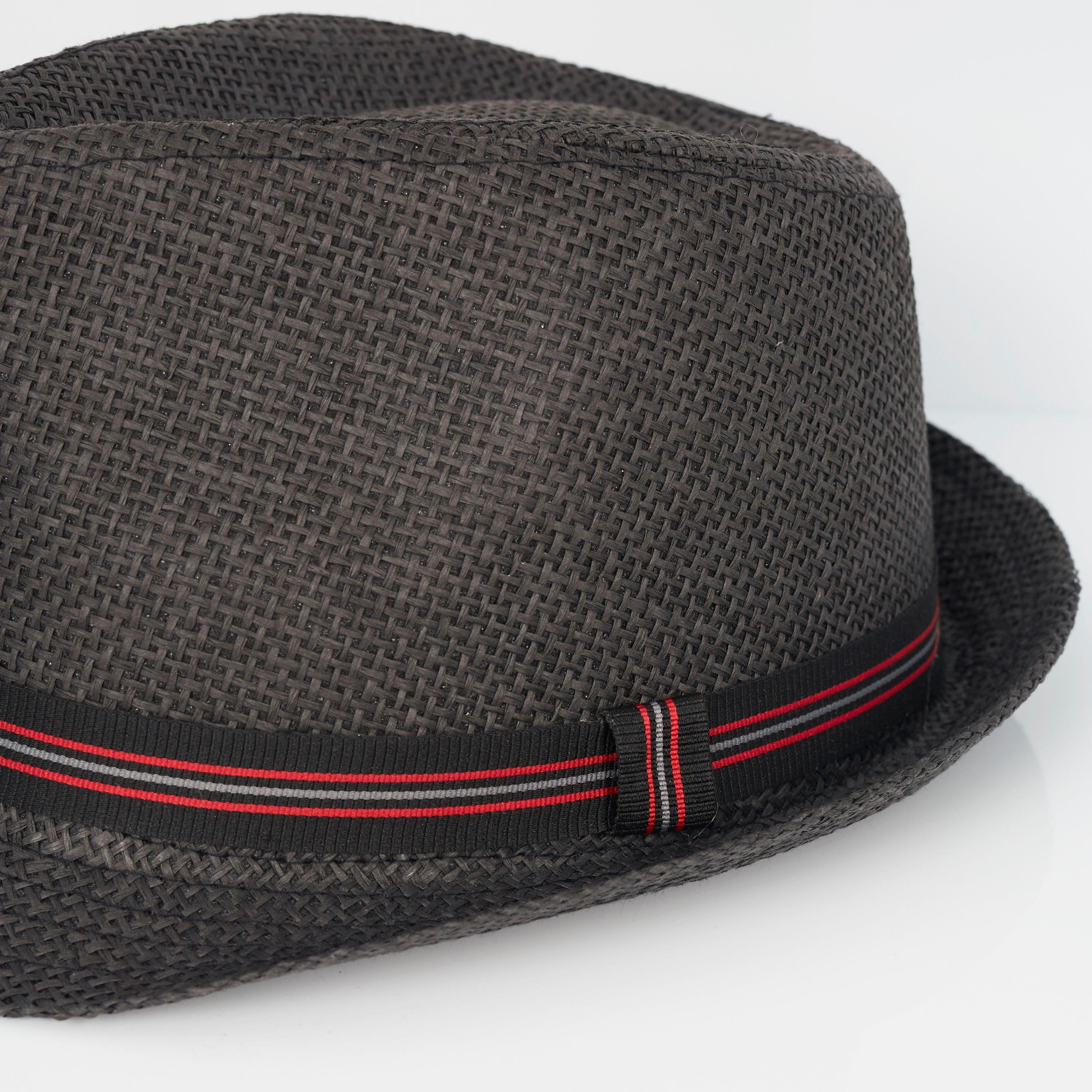 Black - Brave Soul - Trilby Hat with Contrast Tape Detail - 4