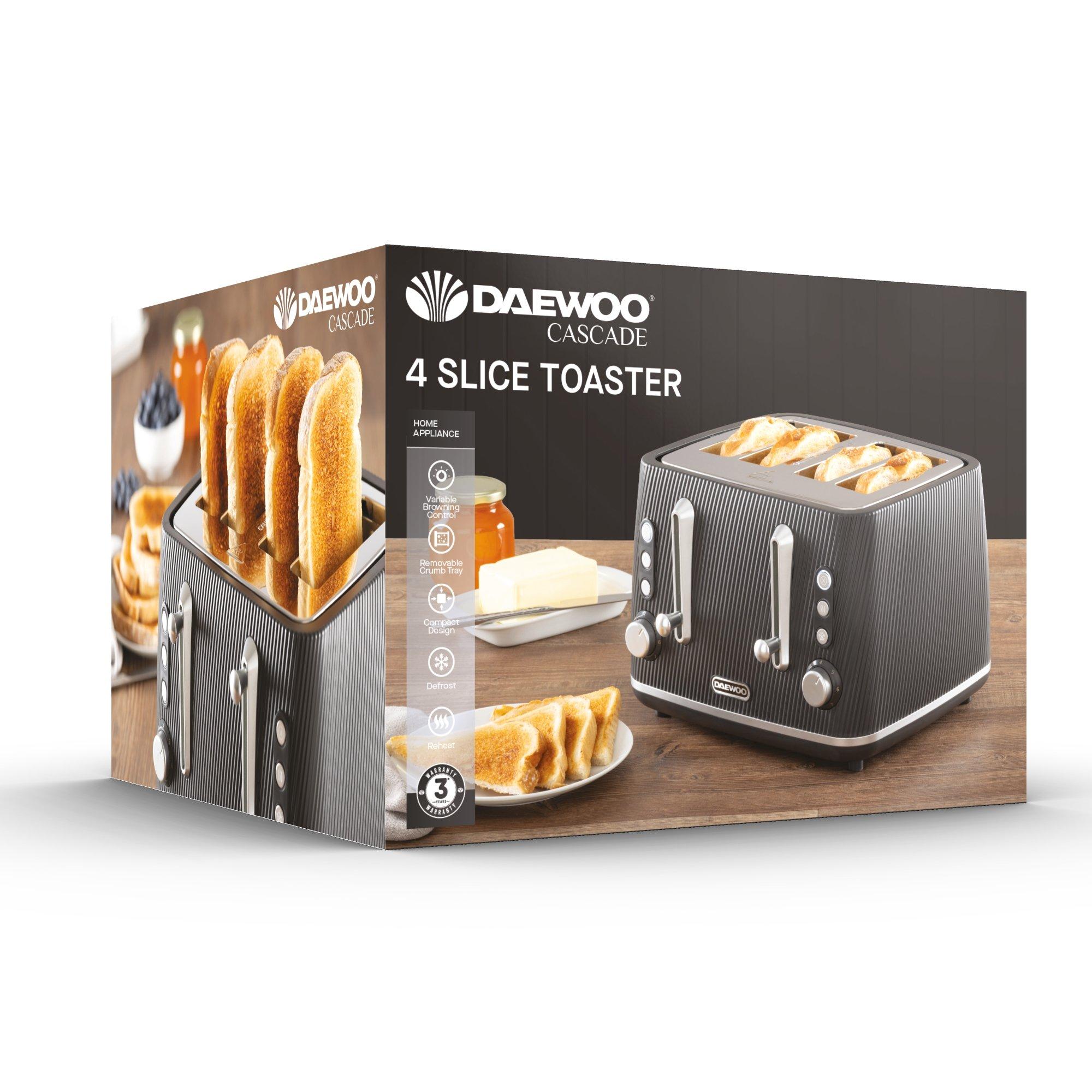 Black - Daewoo Electricals - CASCADE 4 SLICE TOASTER BLACK - 7
