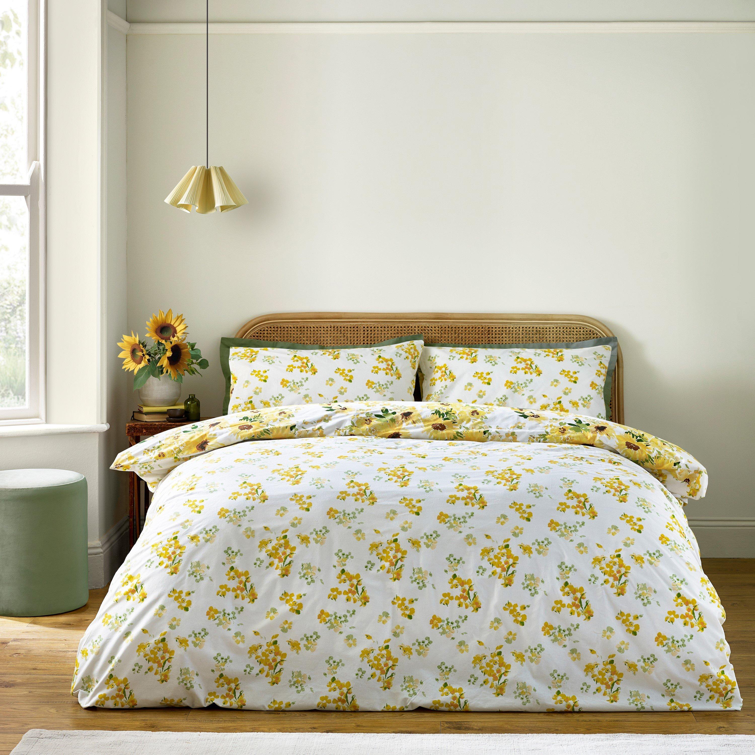 Yellow - Catherine Lansfield - Sunflowers Reversible Duvet Cover Set - 2