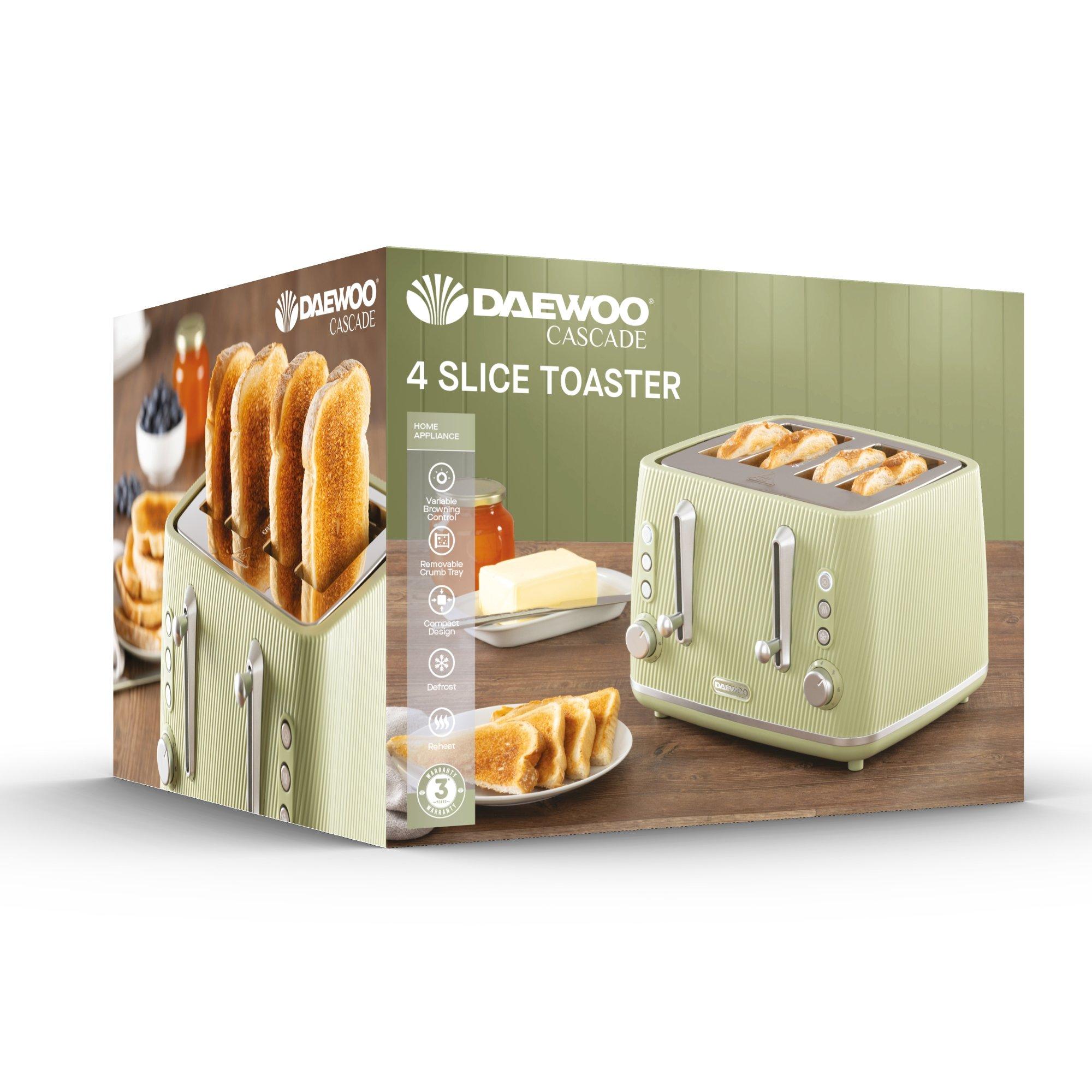 Sage - Daewoo Electricals - CASCADE 4 SLICE TOASTER SAGE - 2