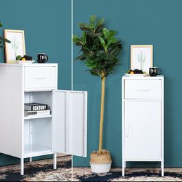 FurnitureR Storage Cabinet with Drawer and Door Tall Utility Organizer