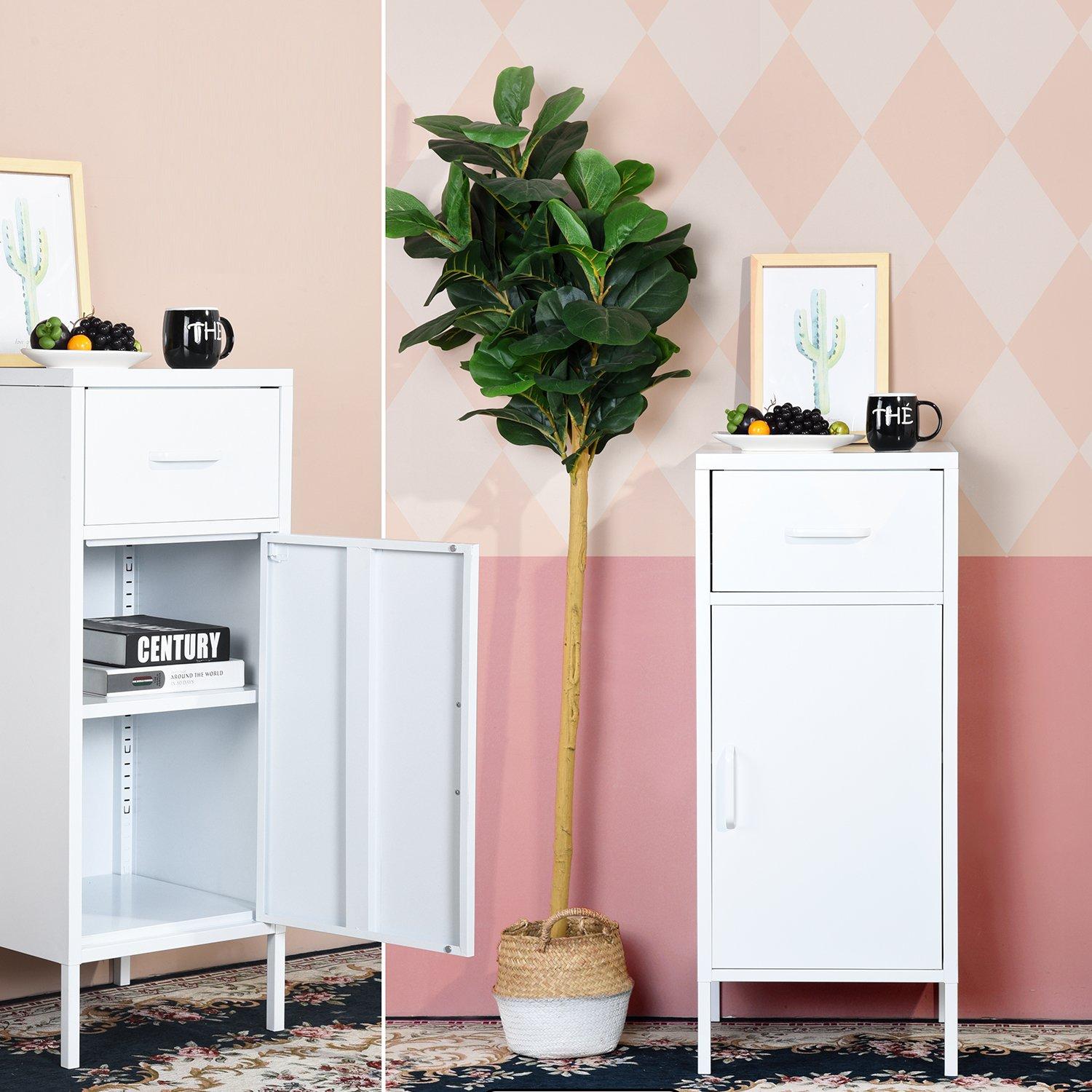 Wit - FurnitureR - Metal Storage Cabinet with Drawer and Door Tall Utility Organizer - 2