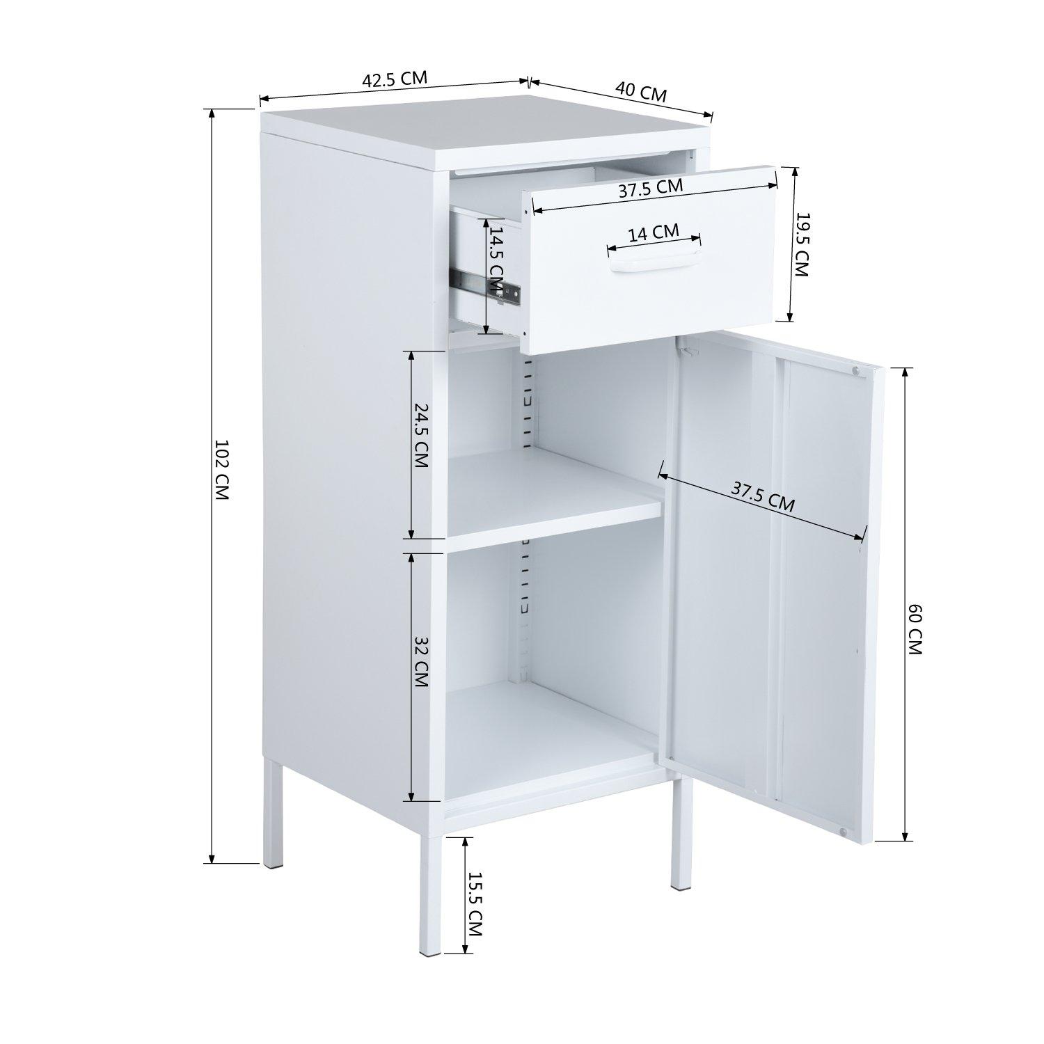 Wit - FurnitureR - Metal Storage Cabinet with Drawer and Door Tall Utility Organizer - 8