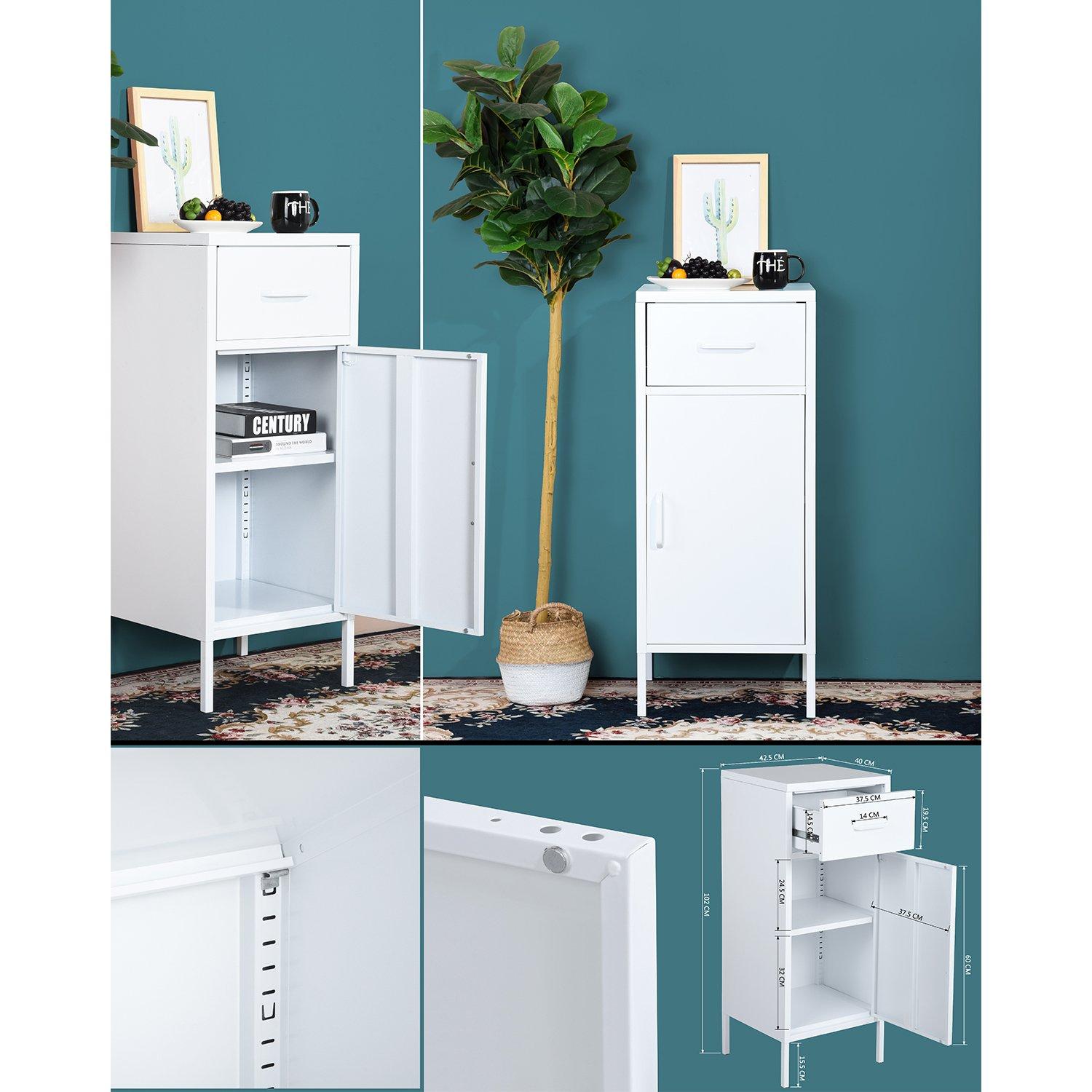 Wit - FurnitureR - Metal Storage Cabinet with Drawer and Door Tall Utility Organizer - 9