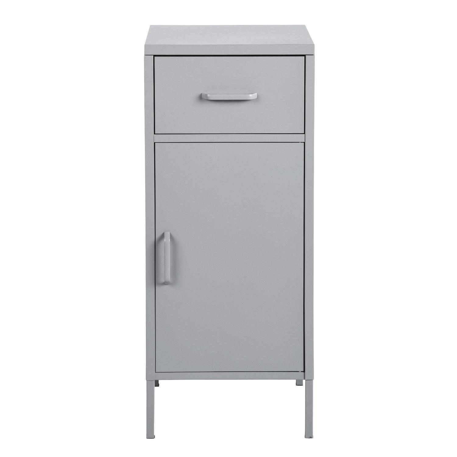 Dark Grey - FurnitureR - Storage Cabinet with Drawer and Door Tall Utility Organizer - 4