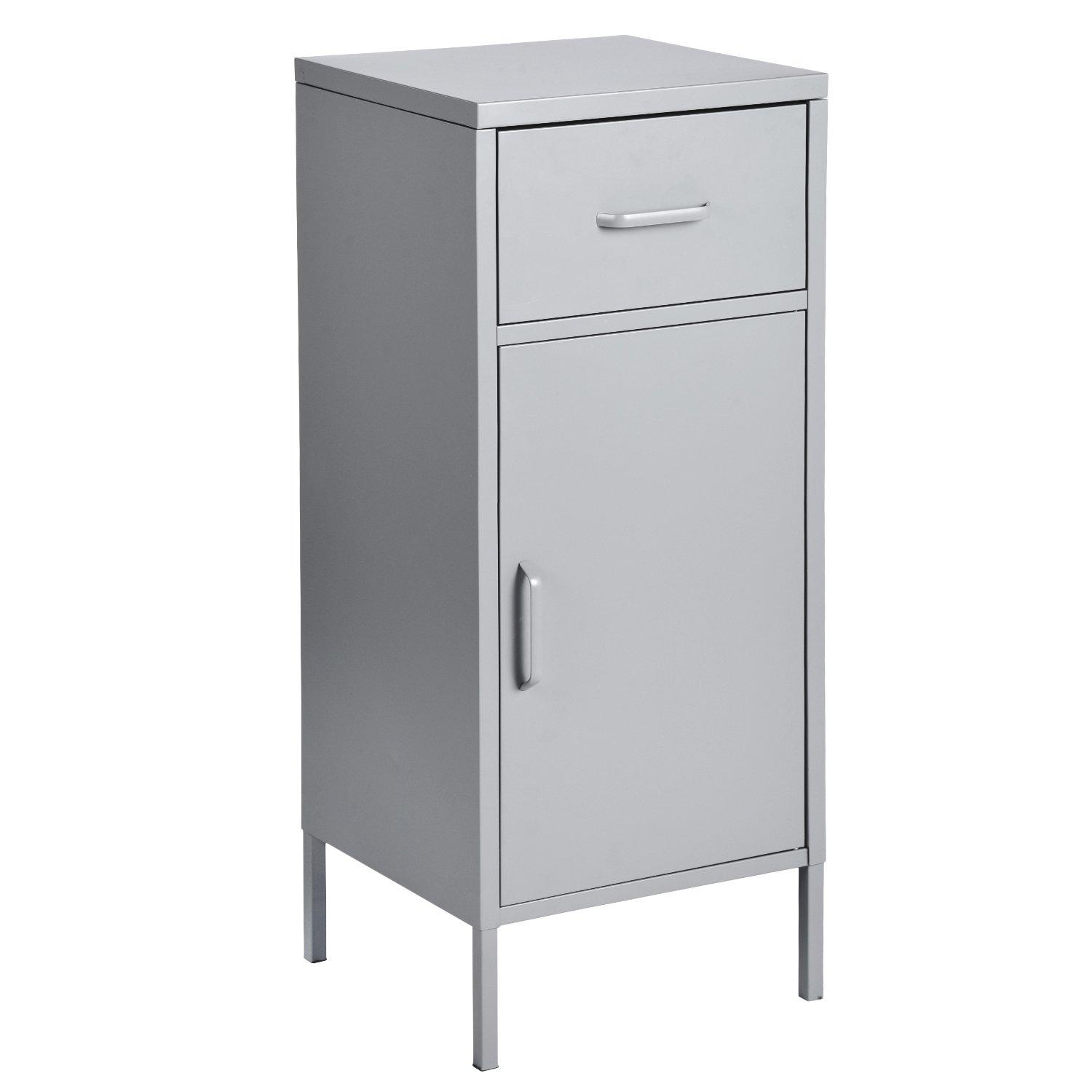 Dark Grey - FurnitureR - Storage Cabinet with Drawer and Door Tall Utility Organizer - 5