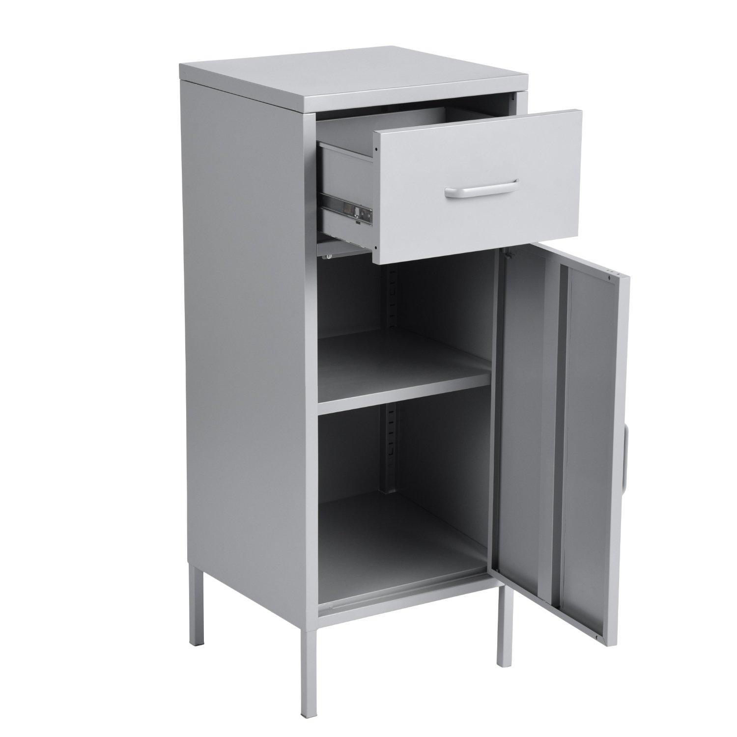 Dark Grey - FurnitureR - Storage Cabinet with Drawer and Door Tall Utility Organizer - 6