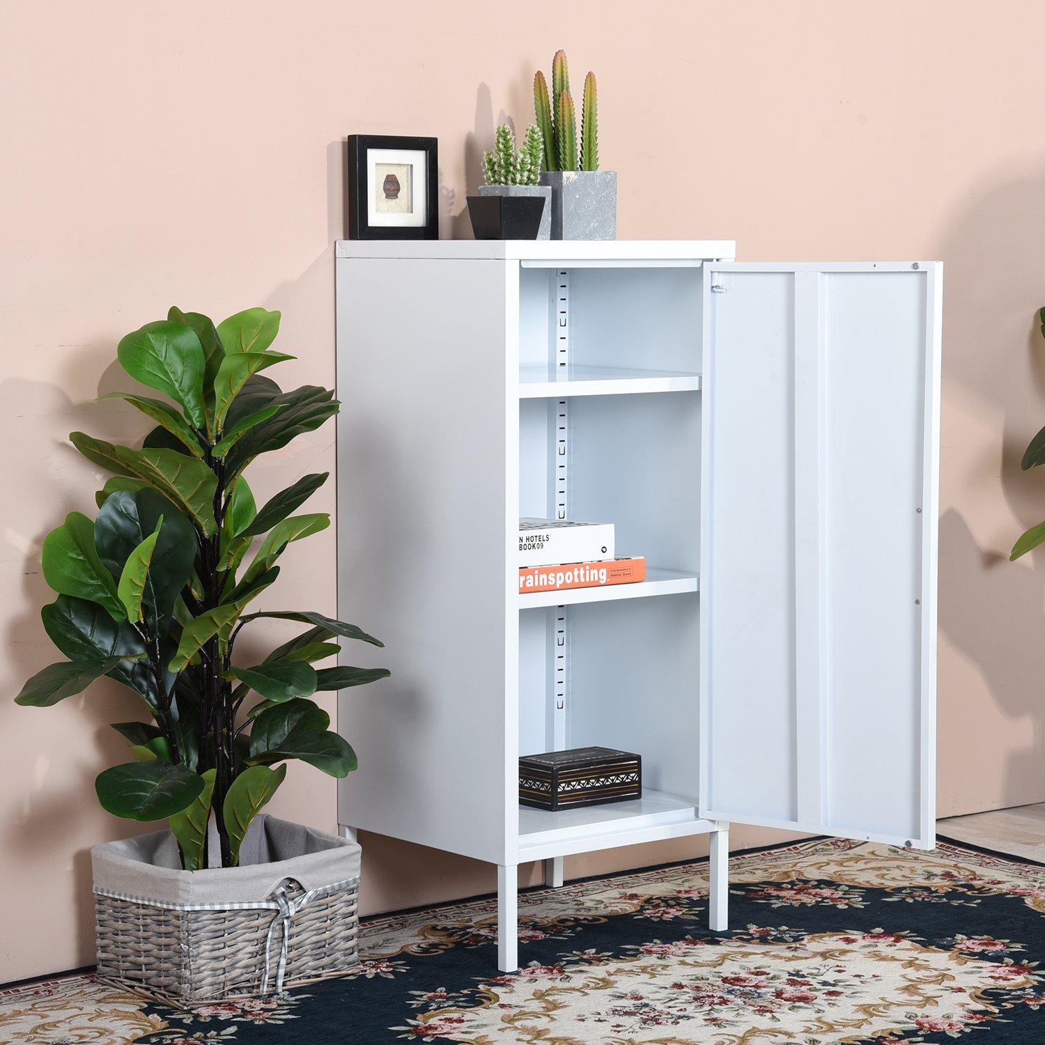 Wit - FurnitureR - Metal Storage Cabinet with 3 Fixed Shelves - 3