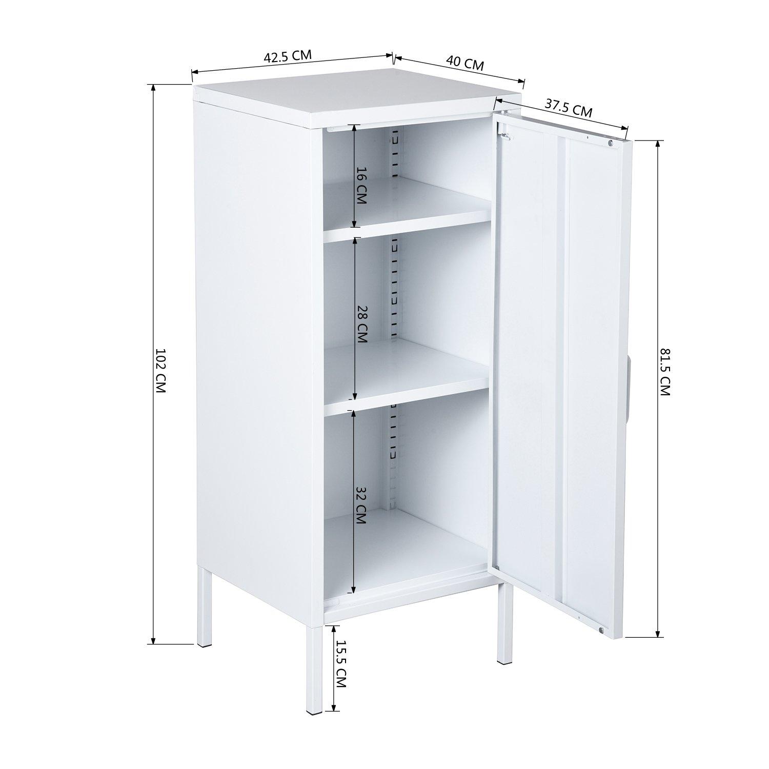 Wit - FurnitureR - Metal Storage Cabinet with 3 Fixed Shelves - 9