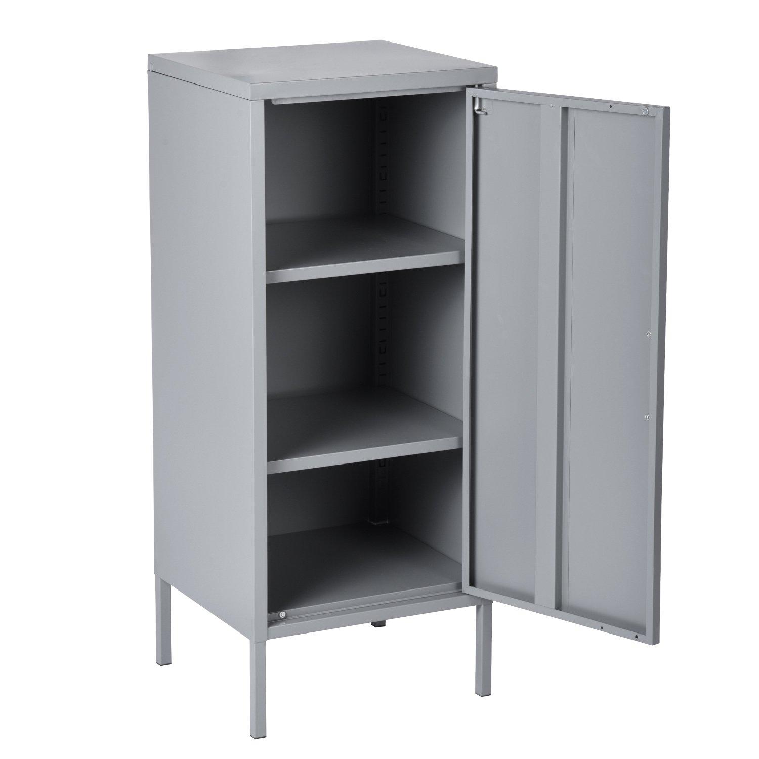 Dark Grey - FurnitureR - Storage Cabinet with 3 Fixed Shelves - 6