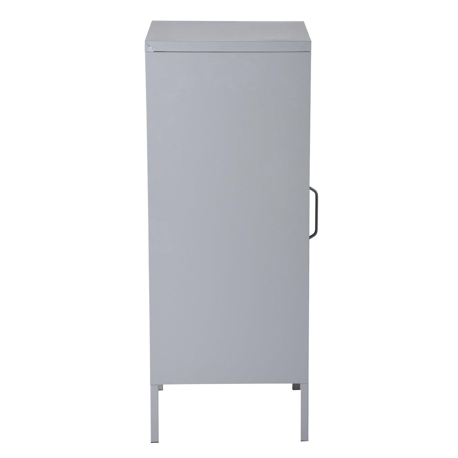 Dark Grey - FurnitureR - Storage Cabinet with 3 Fixed Shelves - 7