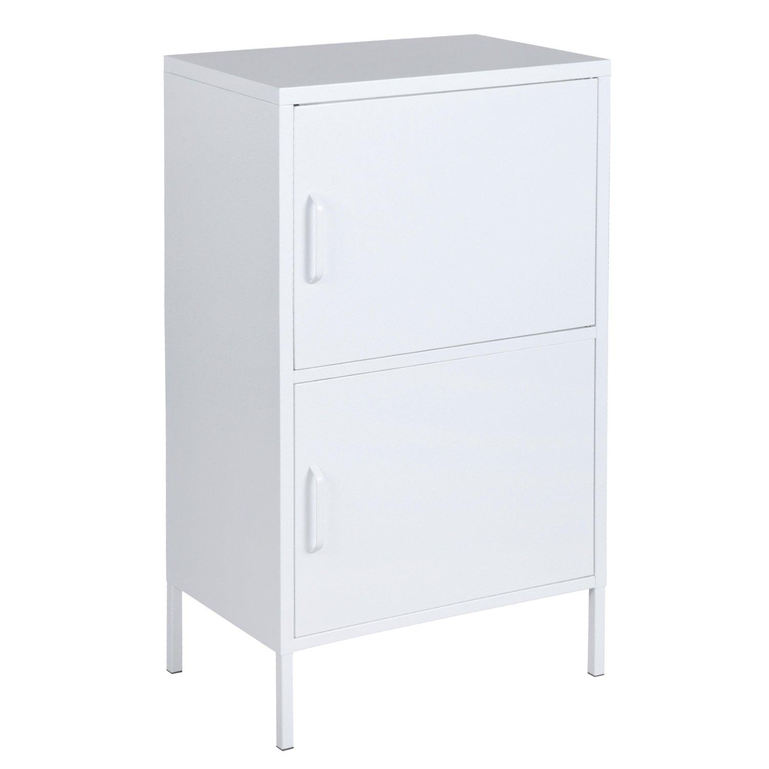 Wit - FurnitureR - Metal Storage Cabinet with 2 Doors Tall Utility Cupboard with Shelves 102 cm High Organizer - 8